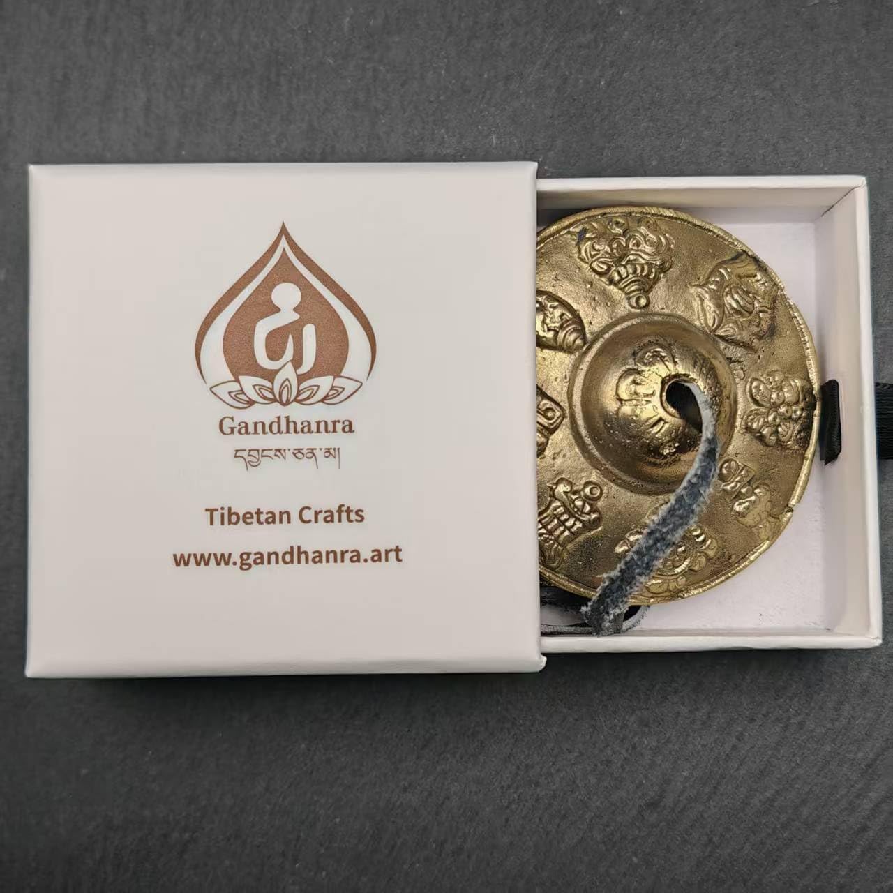 Tibetanische Tingsha Glocke für Meditation & Klangheilung, Astamangal-Eight Auspicious(brass)