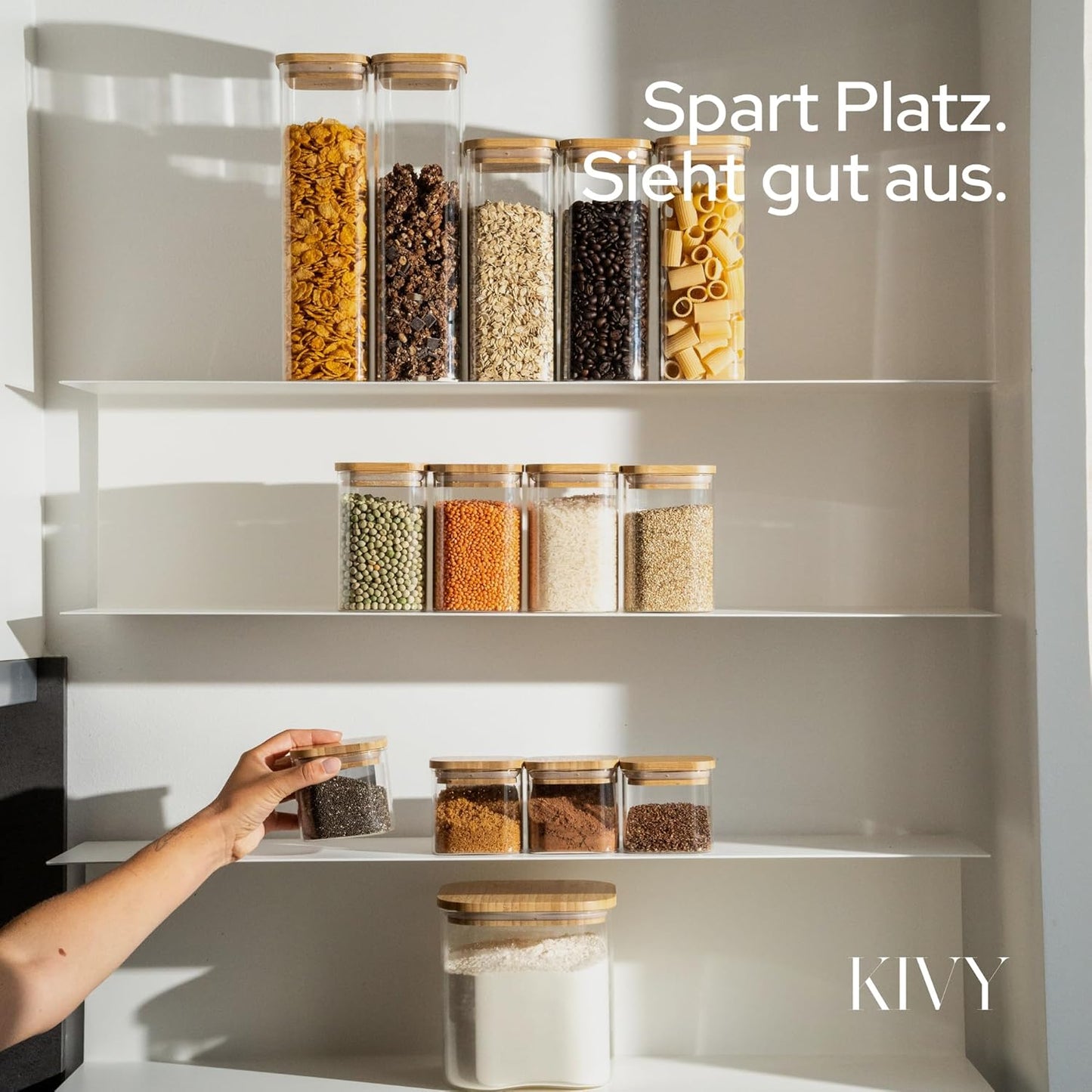 Vorratsgläser-Set mit Bambusdeckel, 2x 1800ml