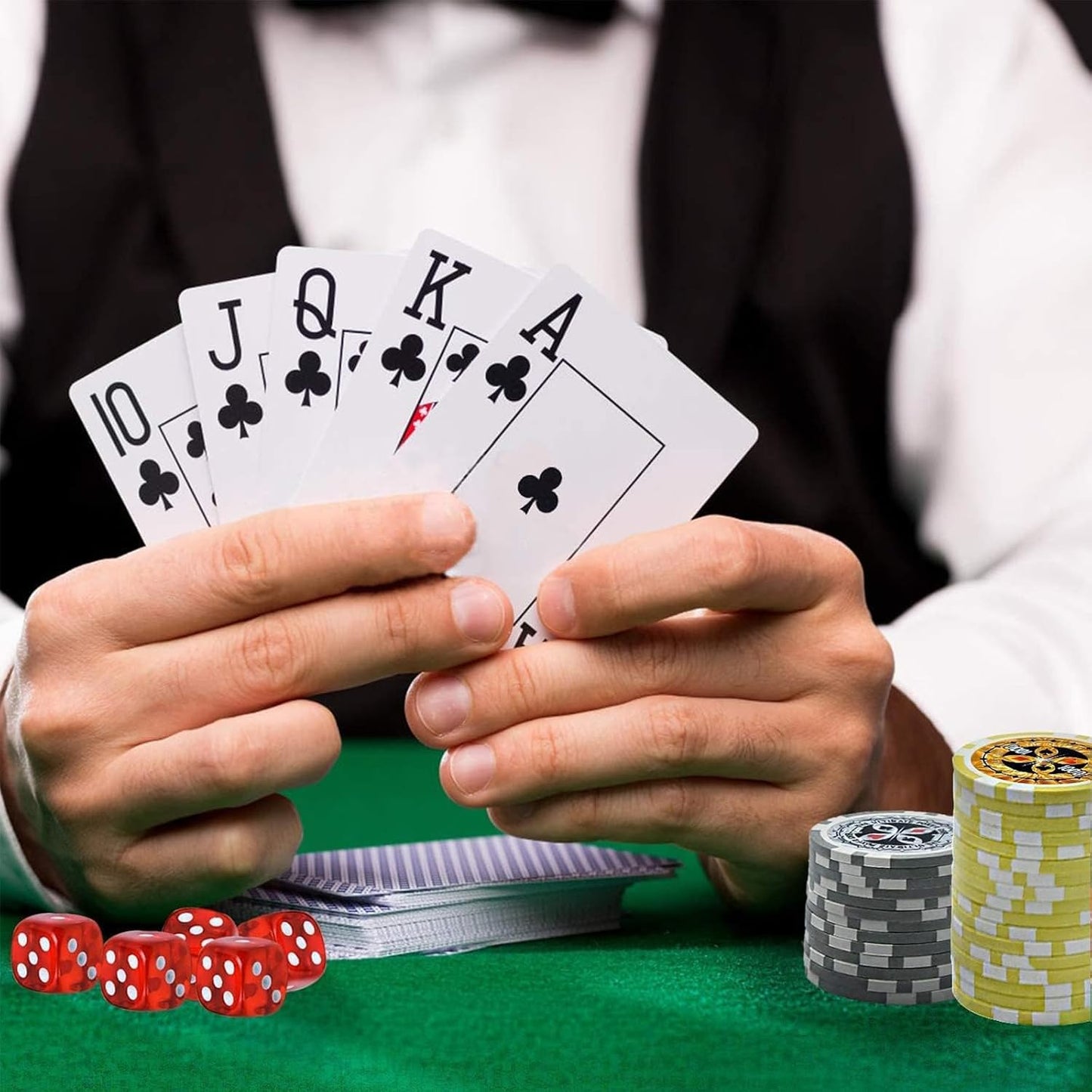 Pokerkoffer Set mit 500 Laserchips und Zubehör, Schwarz