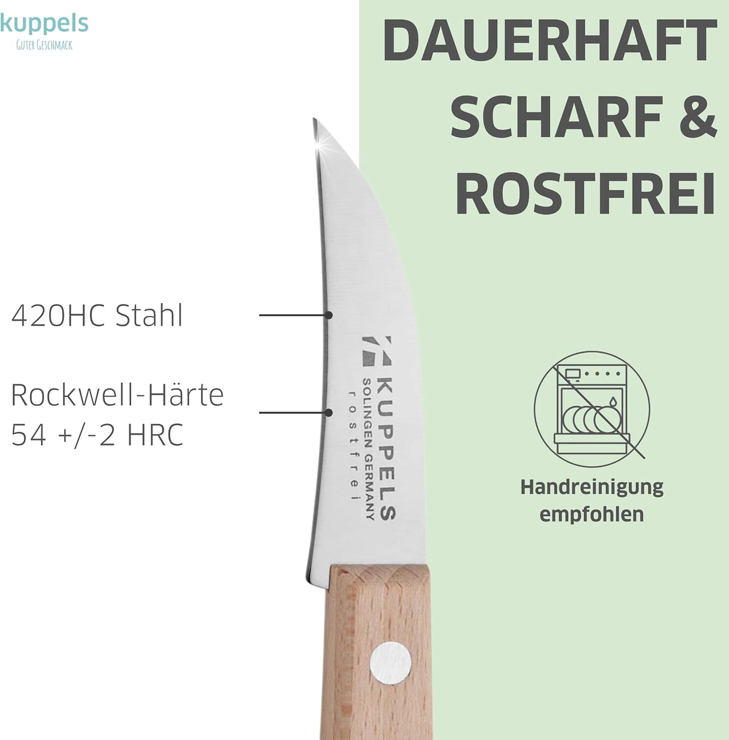 Schälmesser Set mit gebogenen Klingen, Gebogene Klinge
