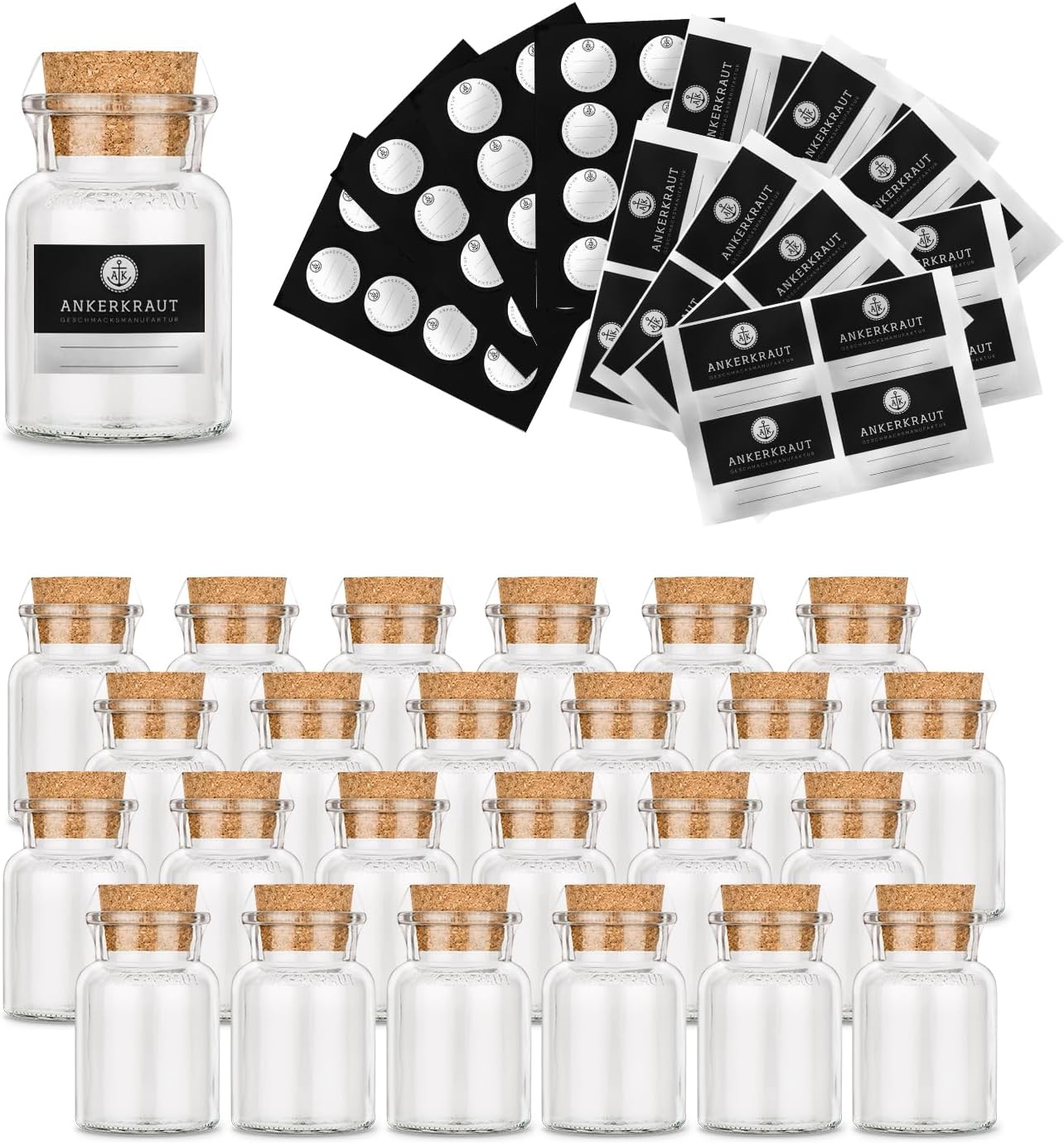 24 x Gewürzgläser mit Etiketten, 24