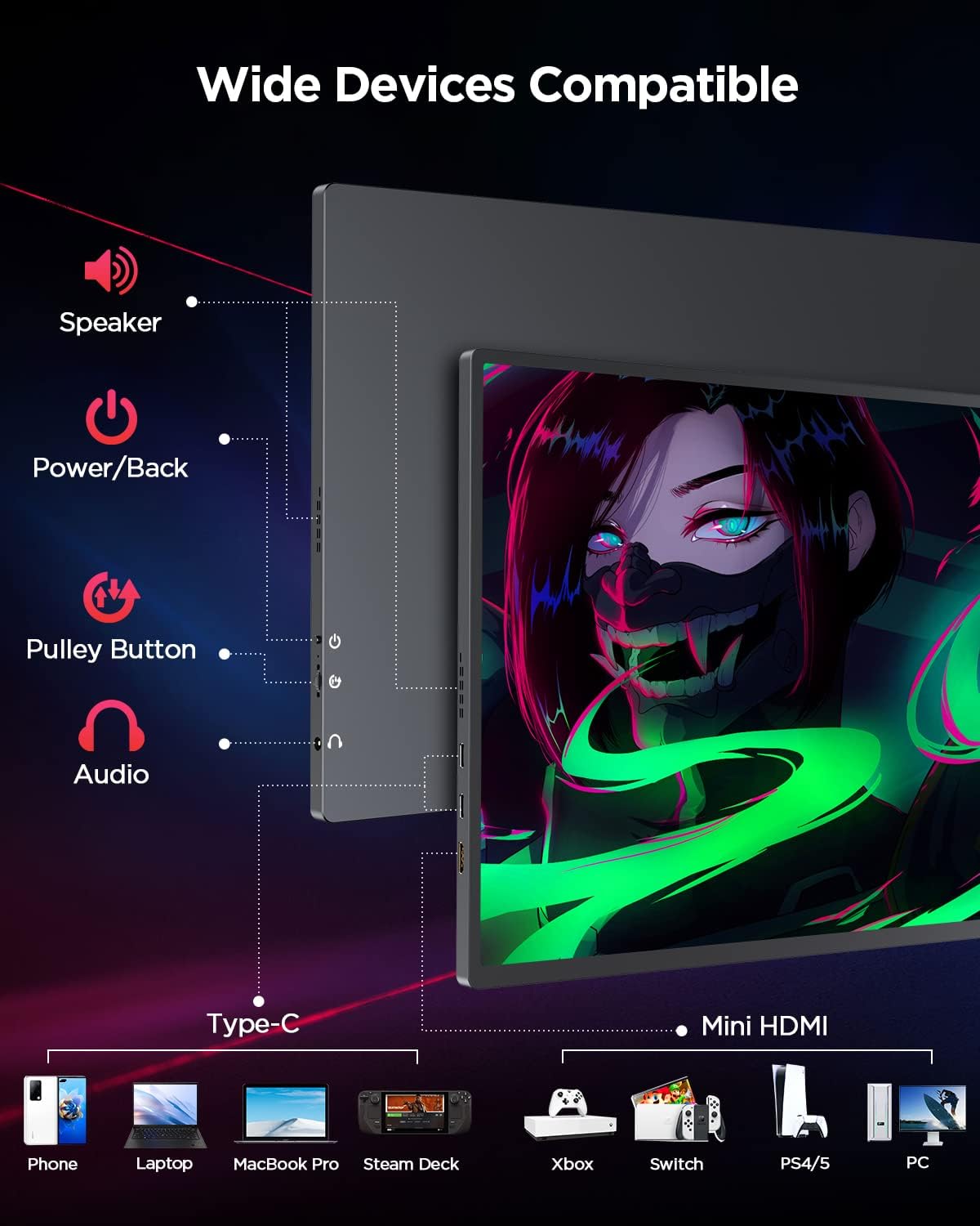 Tragbarer 2K Monitor, 2K 120Hz