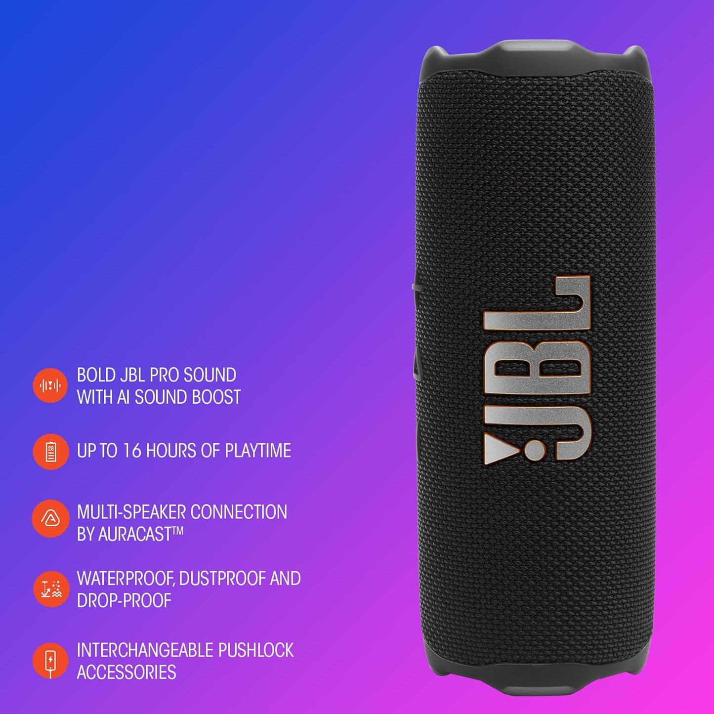 Wasserdichter Lautsprecher Flip 7, Flip 7 Schwarz