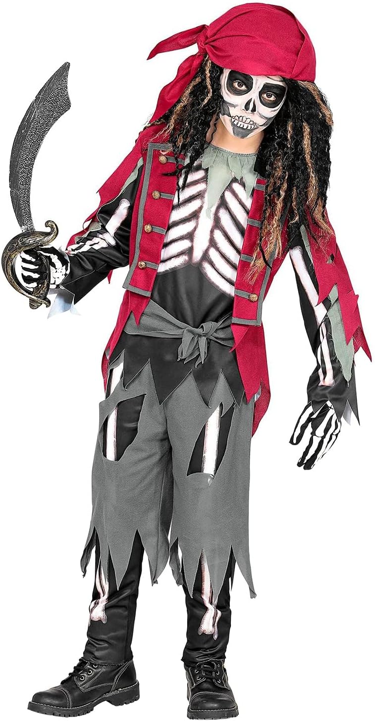 Kinderkostüm Skelett Pirat für Halloween und Fasching, 128