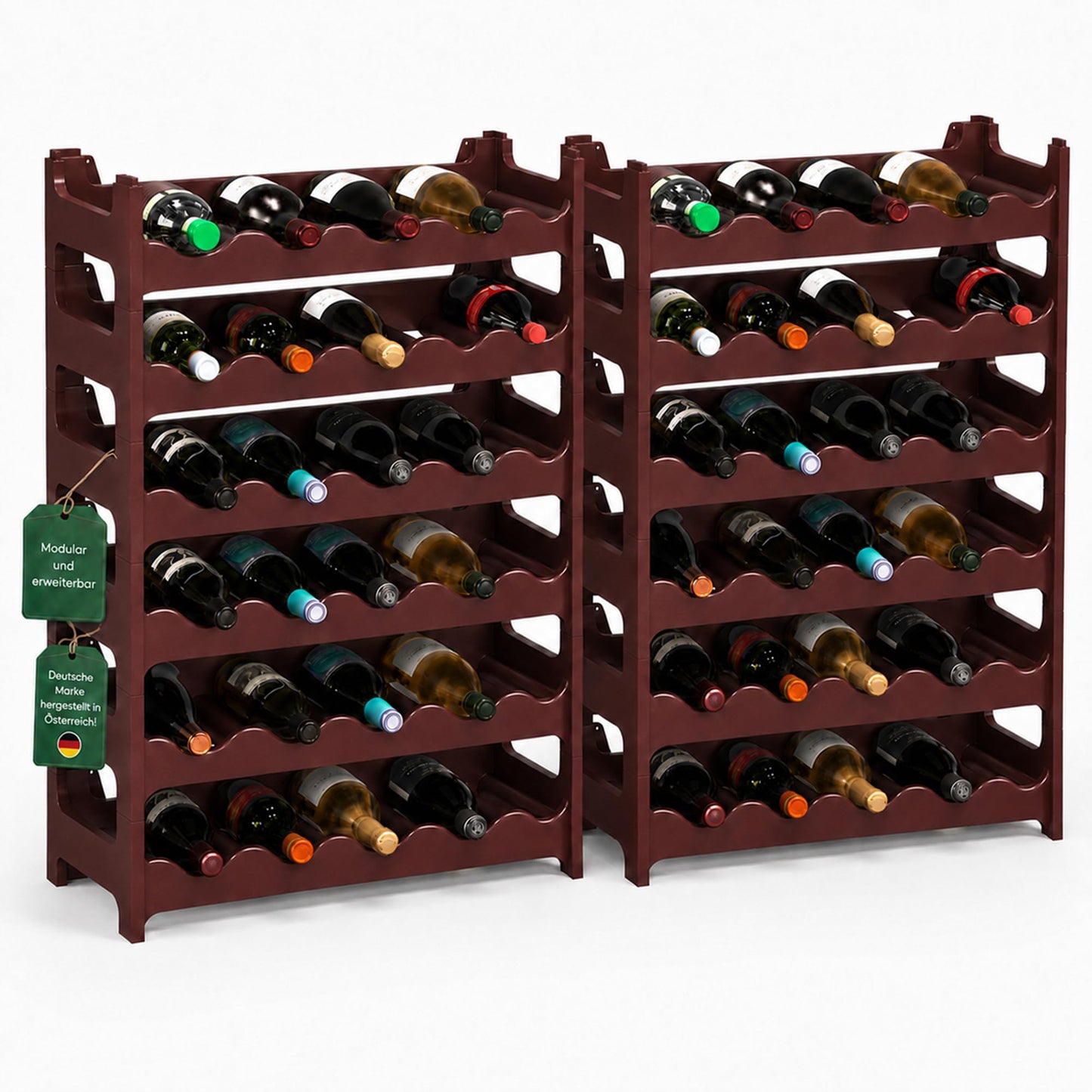 Stapelbares Weinregal, Braun 72 Flaschen