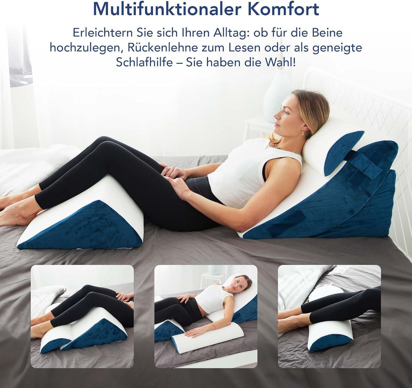 Ergonomisches 4-teiliges Keilkissen-Set, 12-in-1-Multifunktionsdesign