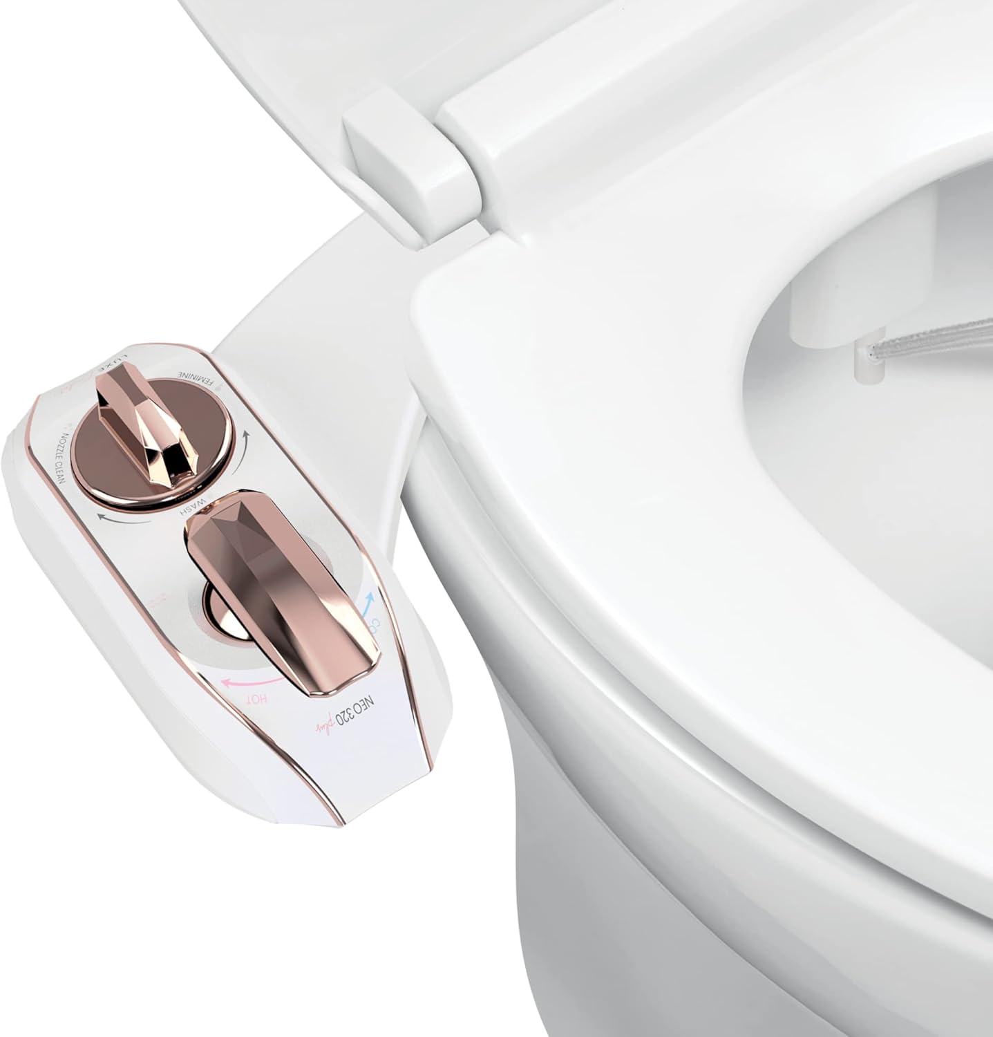 Mechanischer Bidet-Toilettenaufsatz mit Doppeldüsen, Rose Gold