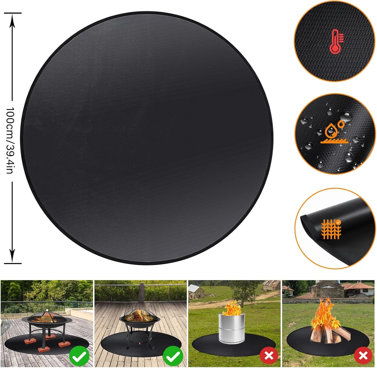 Feuerschutzmatte, 39inch(100cm)