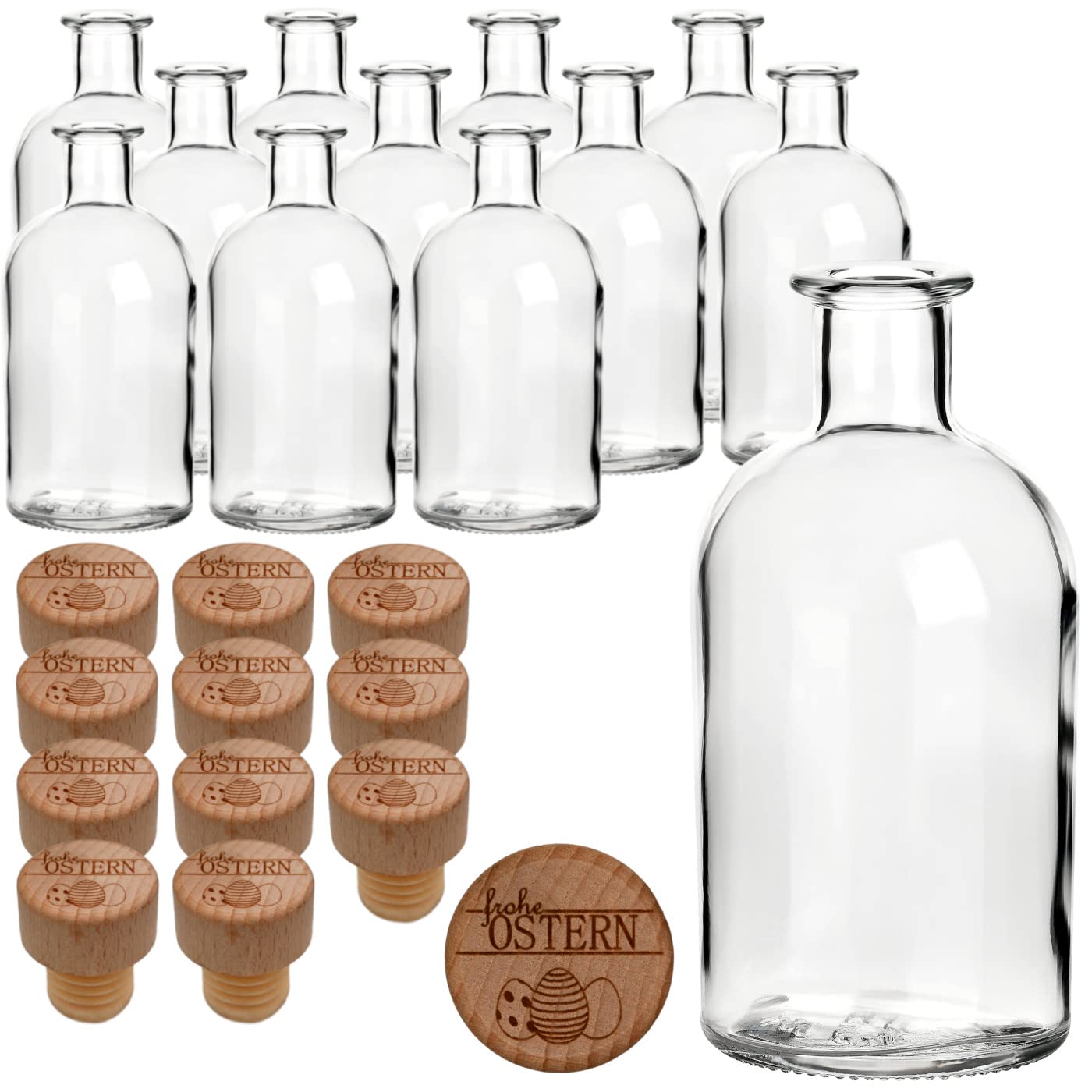 Apothekerflaschen-Set mit Korken und Gravur Frohe Ostern II, Frohe Ostern 2/Hgk
