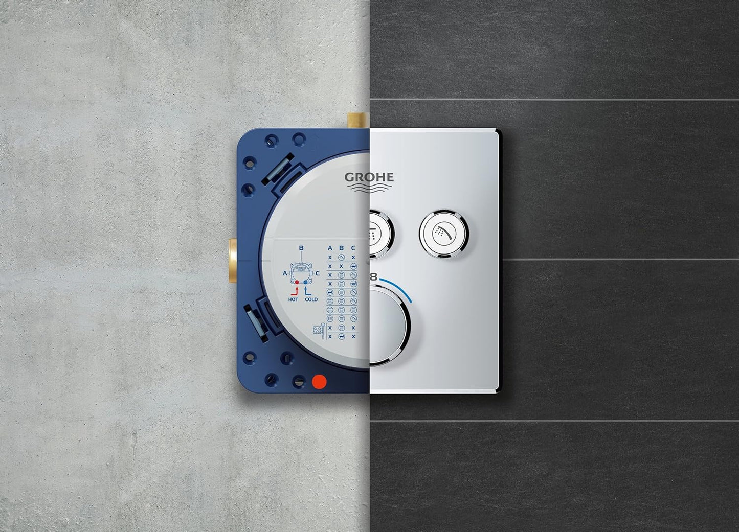 Grohtherm SmartControl 29126000, Chrom, eckig, 3 Absperrventile