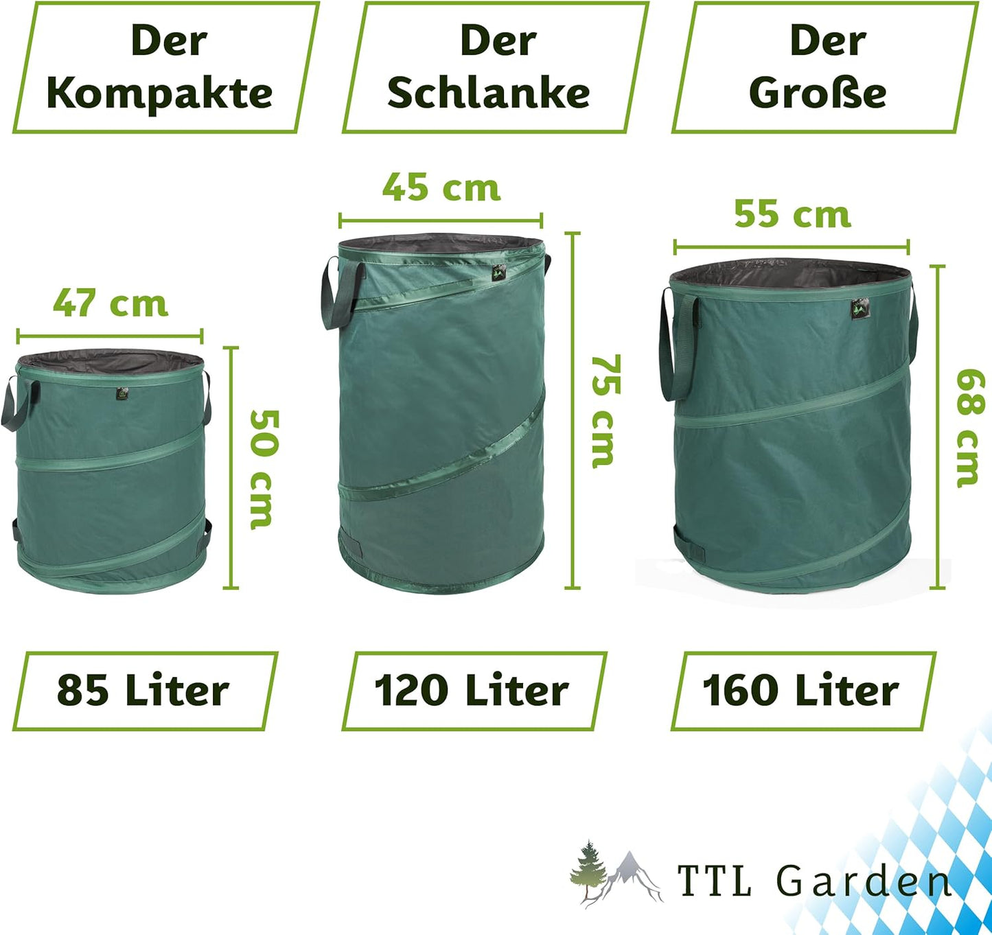 Pop Up Gartensack Starter Set, 85L 120L 160L 1x