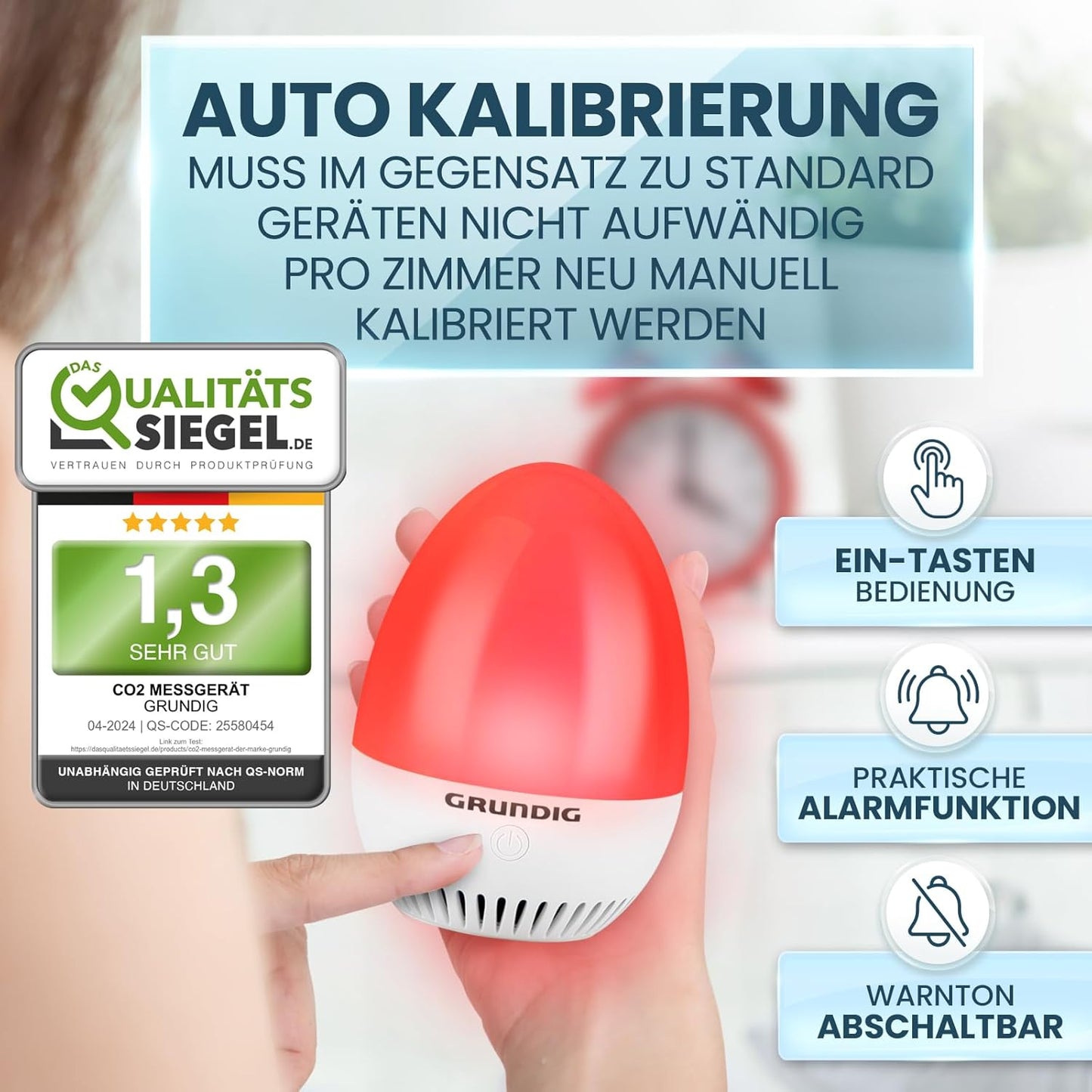 CO2 Messgerät mit Kalibrierungsautomatik & Akku, Modern