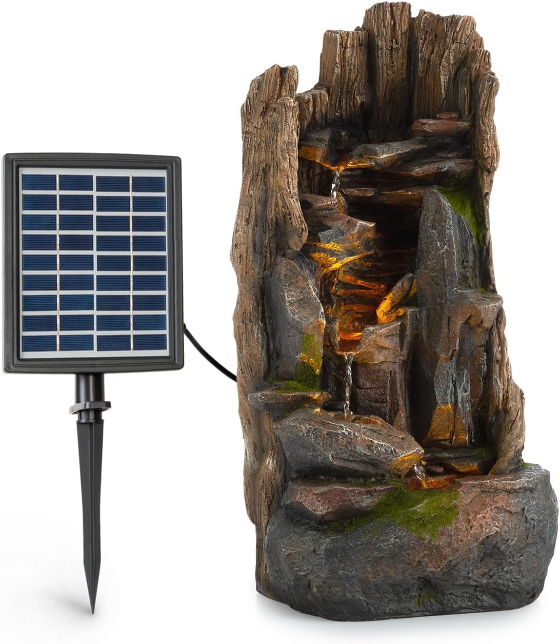 Solarbrunnen mit LED-Beleuchtung, Dunkelbraunschwarz
