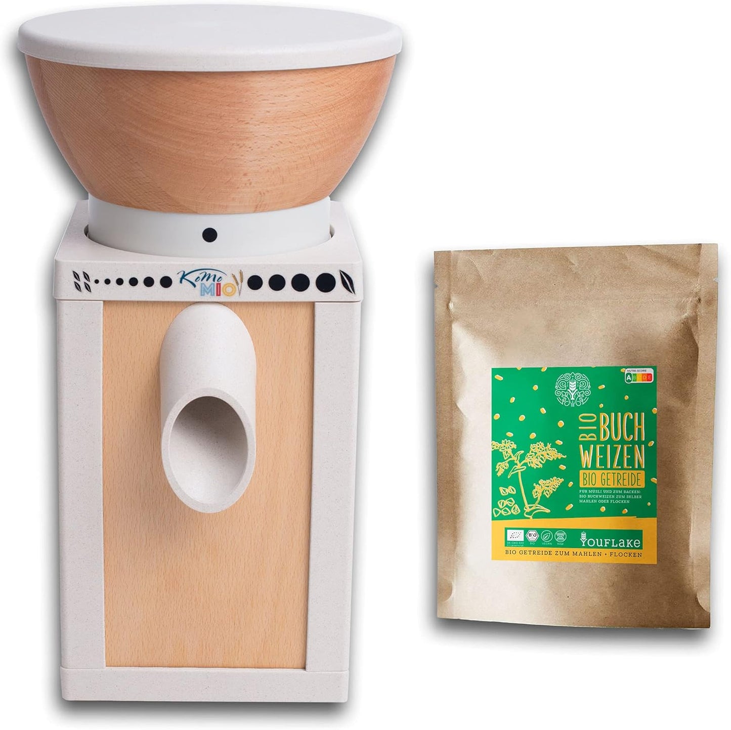 KoMoMio Getreidemühle, KoMoMio natur + 2,5 kg Bio Buchweizen