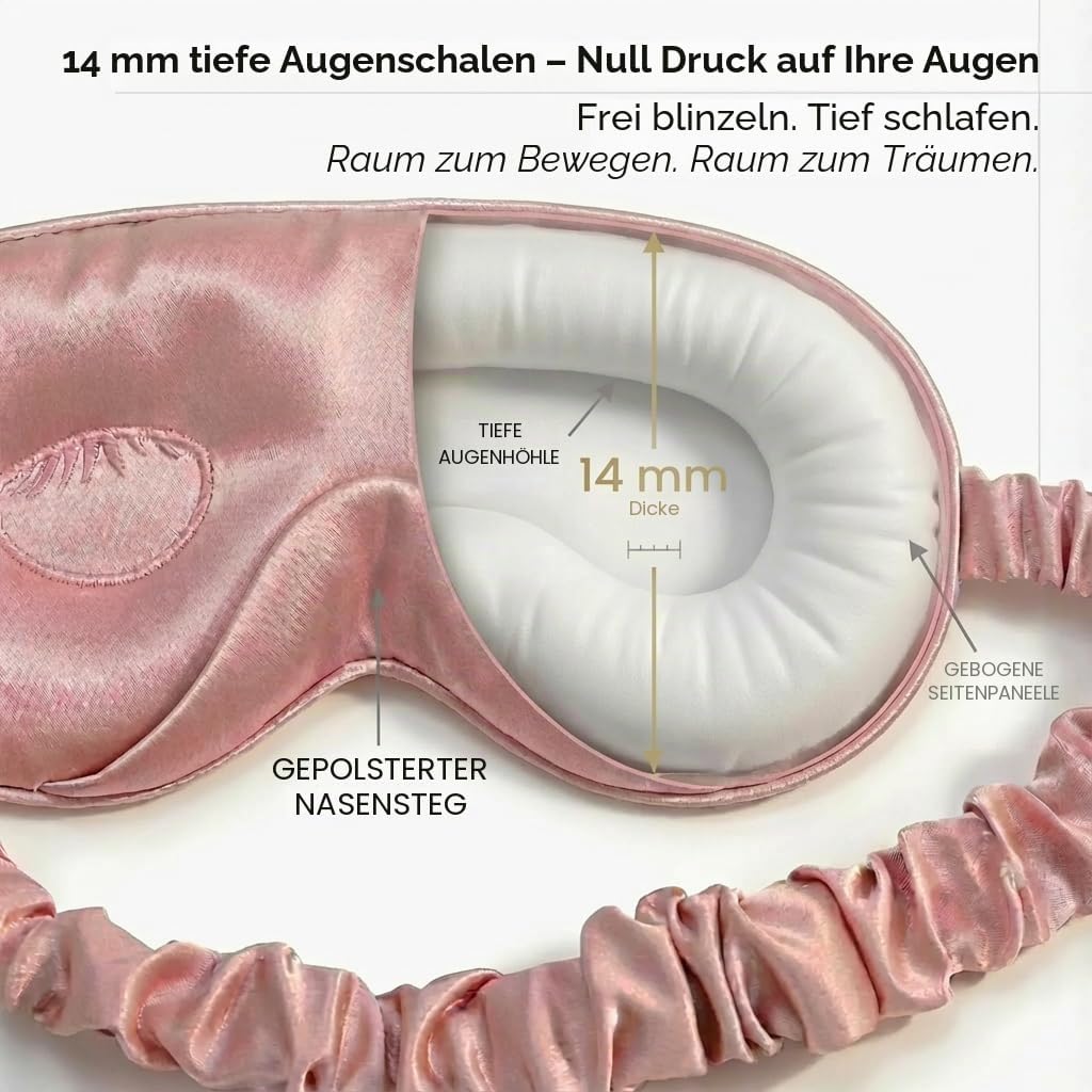 3D Seidenschlafmaske mit Augenmulden, Rosa