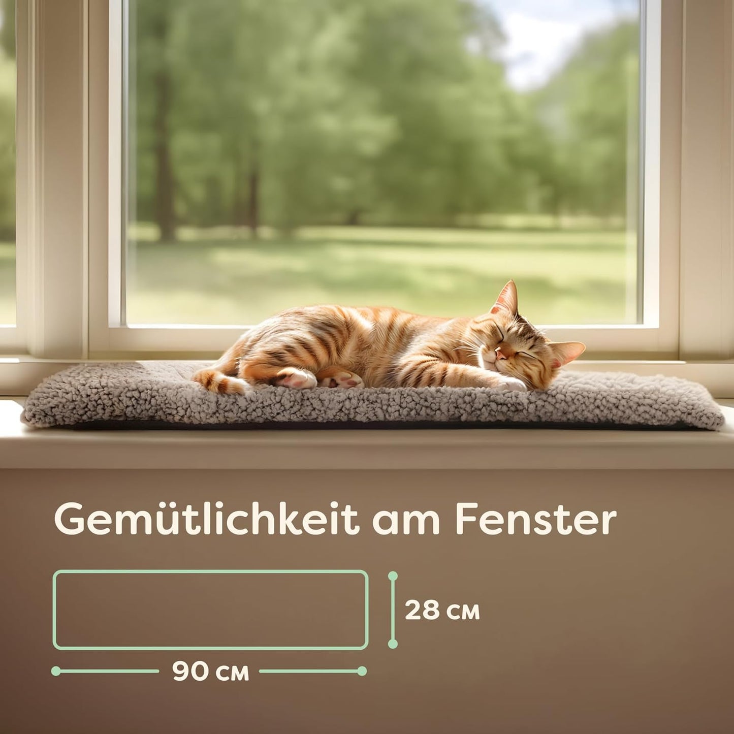 Katzen-Fenstermatte, Grau 90x28cm