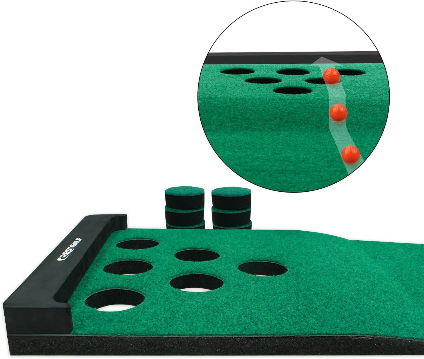 Golf Puttingmatte mit 2 Putter & 6 Bällen, green