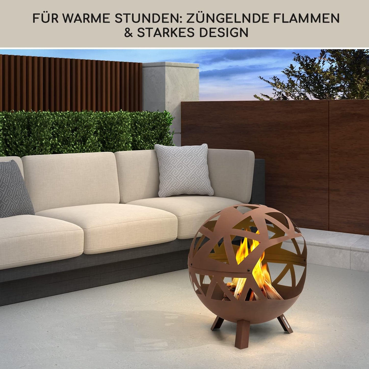 Robuste  Stahl-Feuerschale 68 cm, Colima Rost