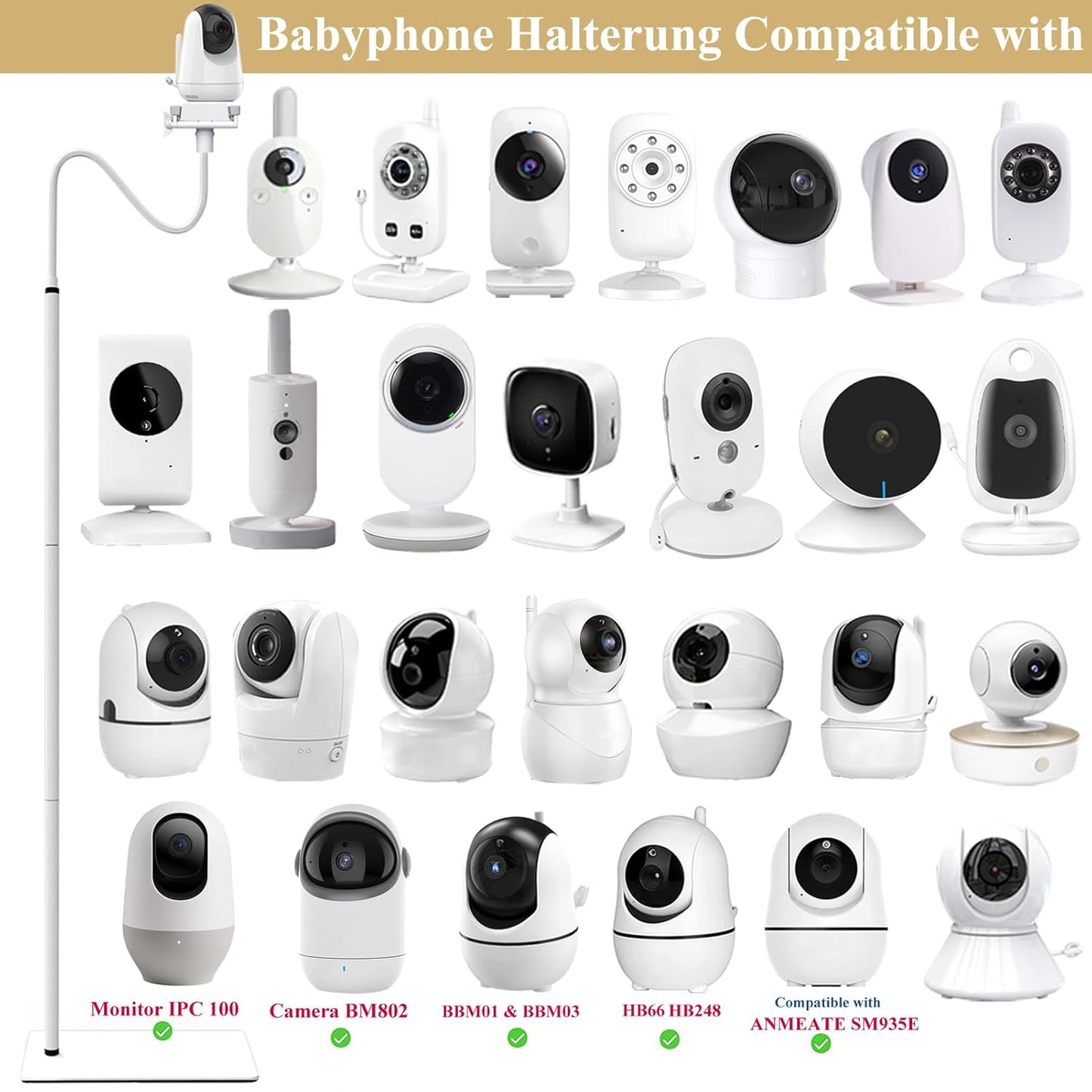 Babyphoneständer mit flexiblem Schwanenhals, 68.8 Zoll
