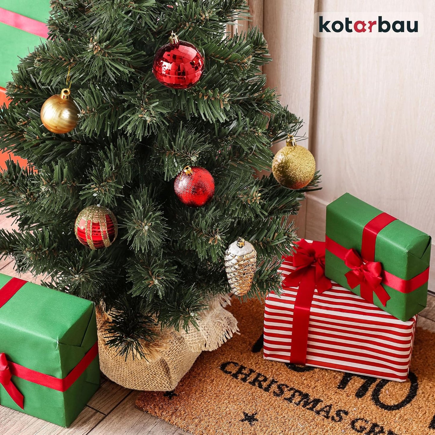 Künstlicher Mini-Weihnachtsbaum mit Juteständer