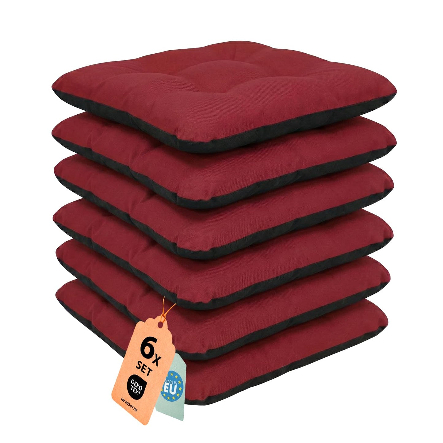 Outdoor Sitzkissen-Set (6-teilig, 45x45 cm), 6er 45x45x5 cm Set Bordeaux