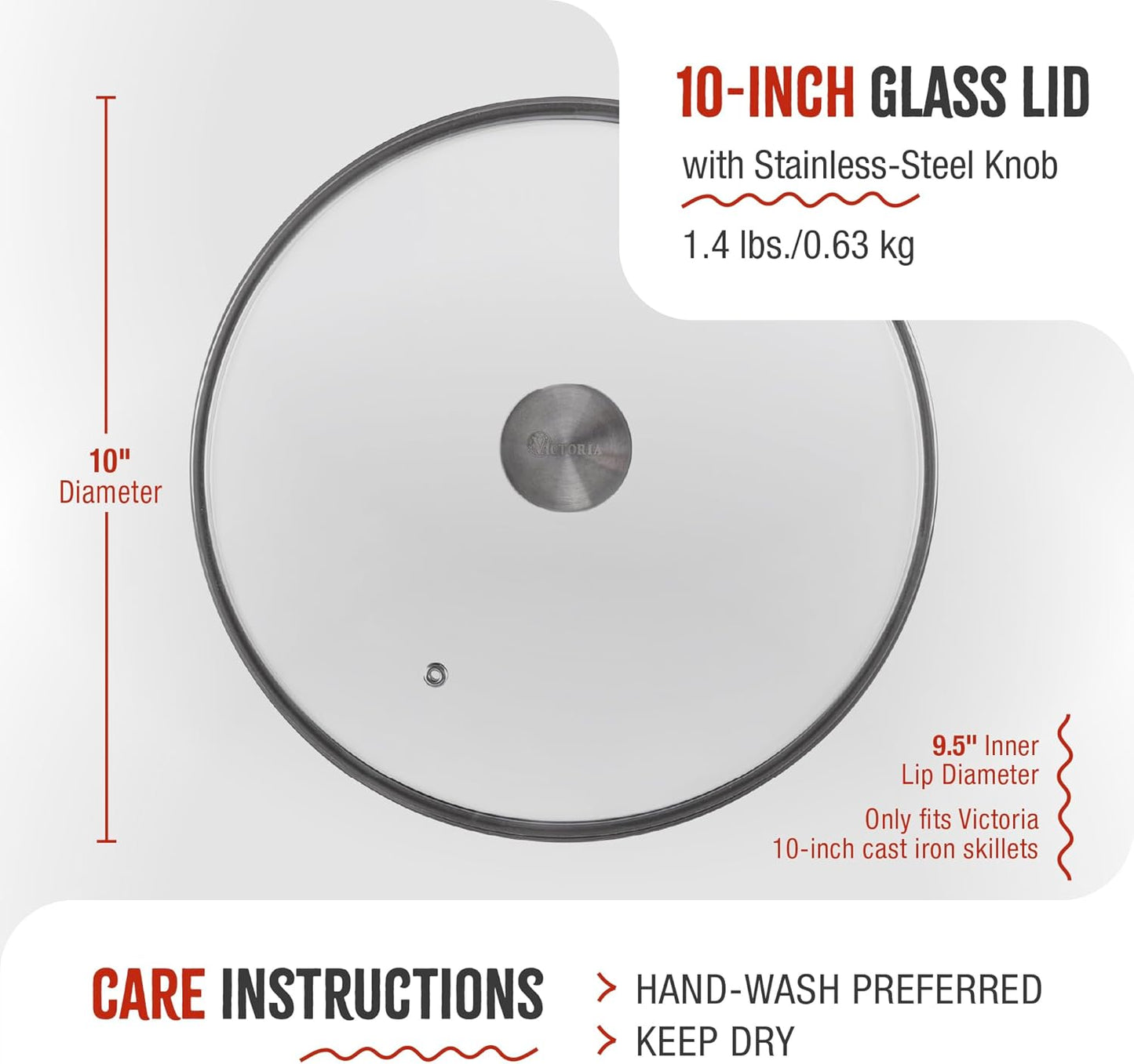 Glasdeckel für Gusseisenpfanne, 10 Inch - Round