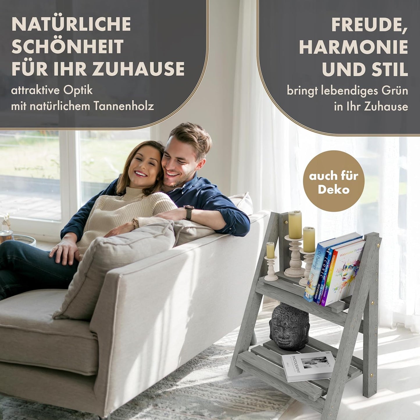 Klappbare 2-stufige Blumentreppe, S - 52x41x24cm