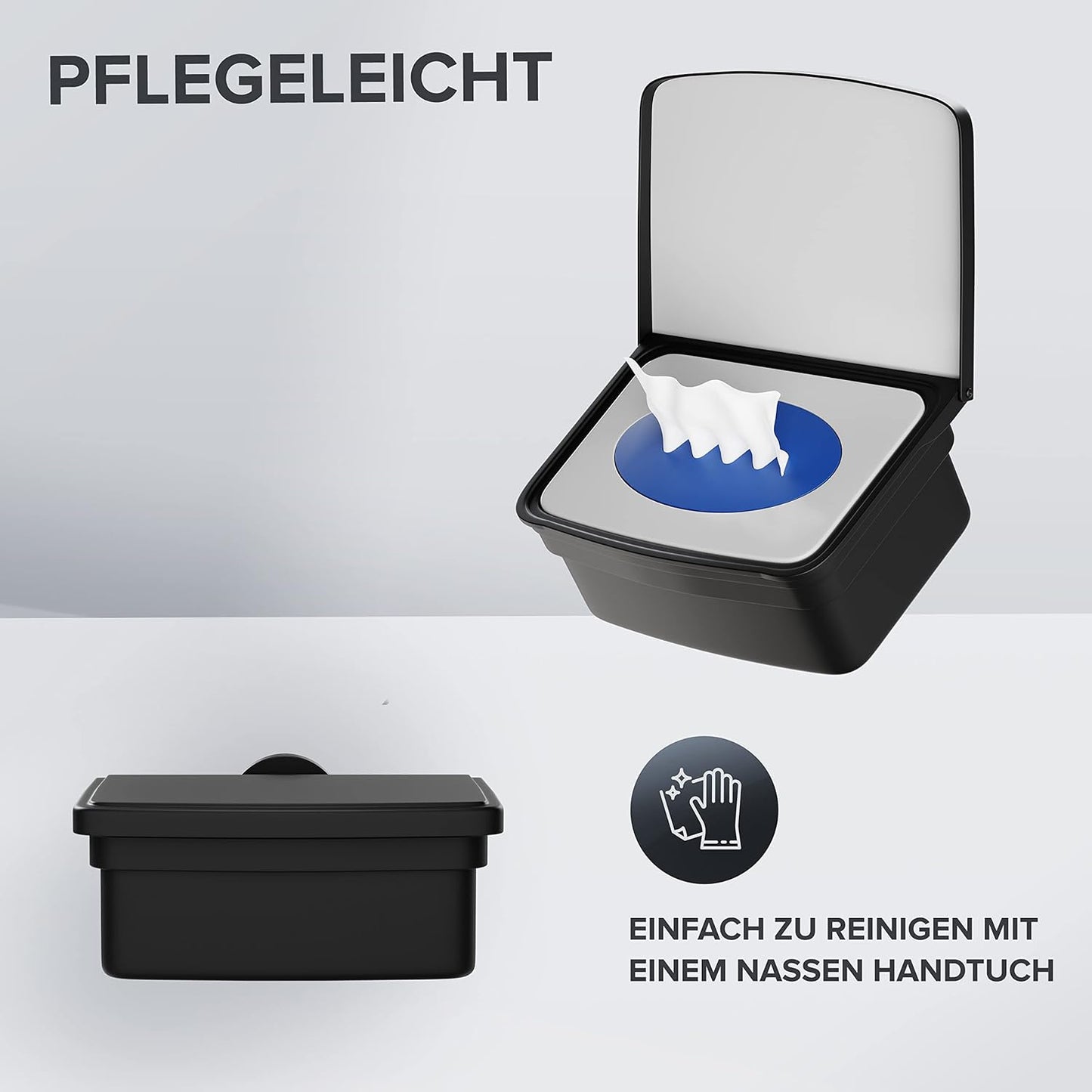 Feuchttücherbox mit Deckel, Schwarz Zum Bohren