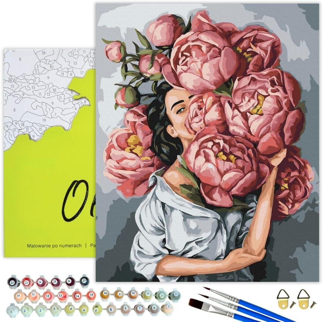 Malen nach Zahlen Set 40x50 cm, Frau In Päonien