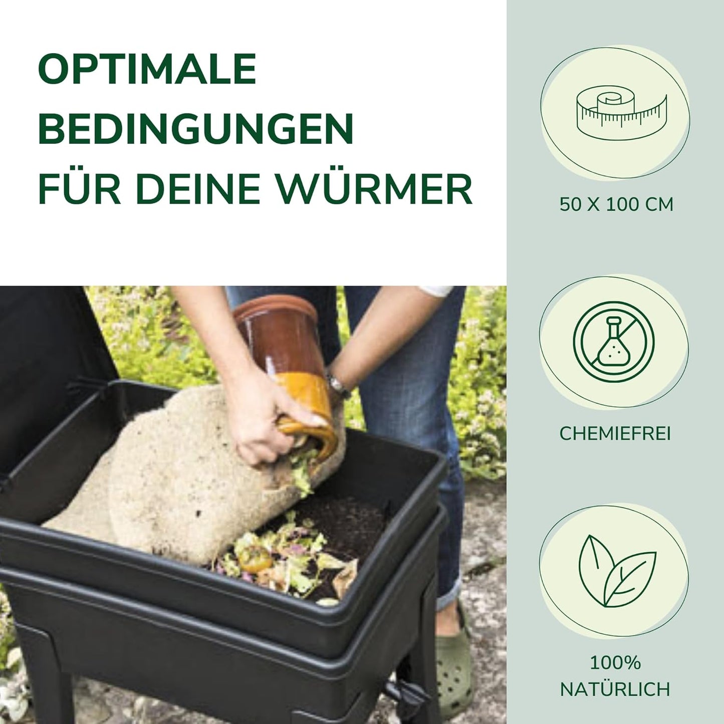 Hanfmatte für Wurmkomposter, 15 Stück