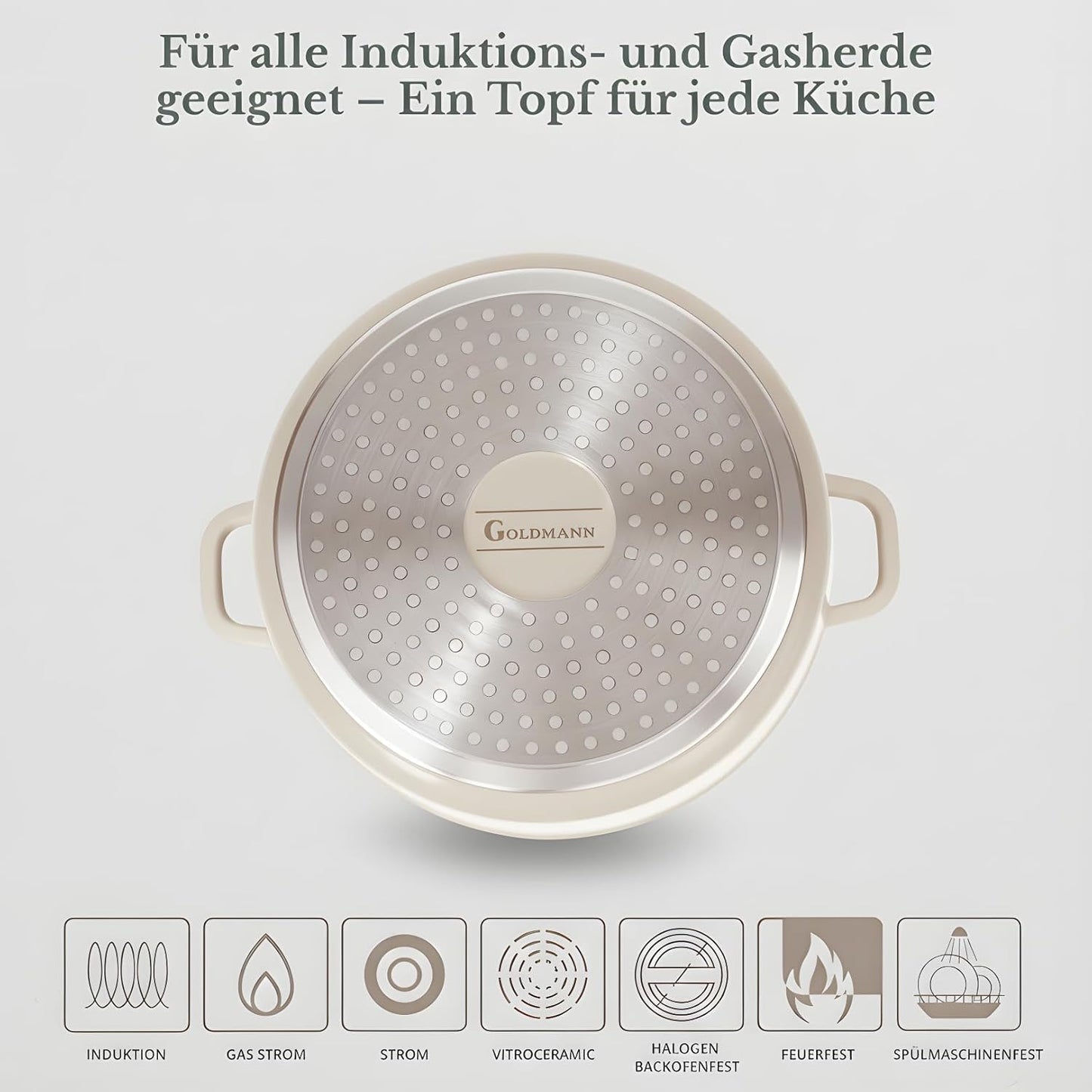 Suppentopf mit Antihaftbeschichtung, Beige 10L - Ø 28 CM