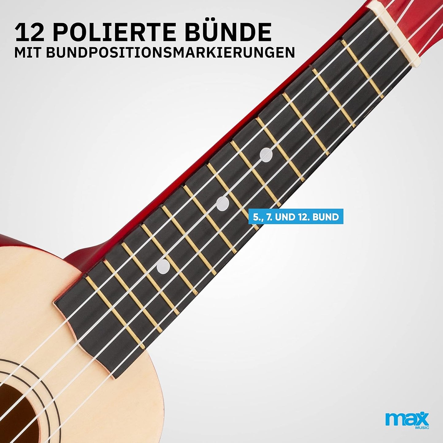 Ukulele-Komplett-Set mit Zubehör für Anfänger, Naturell