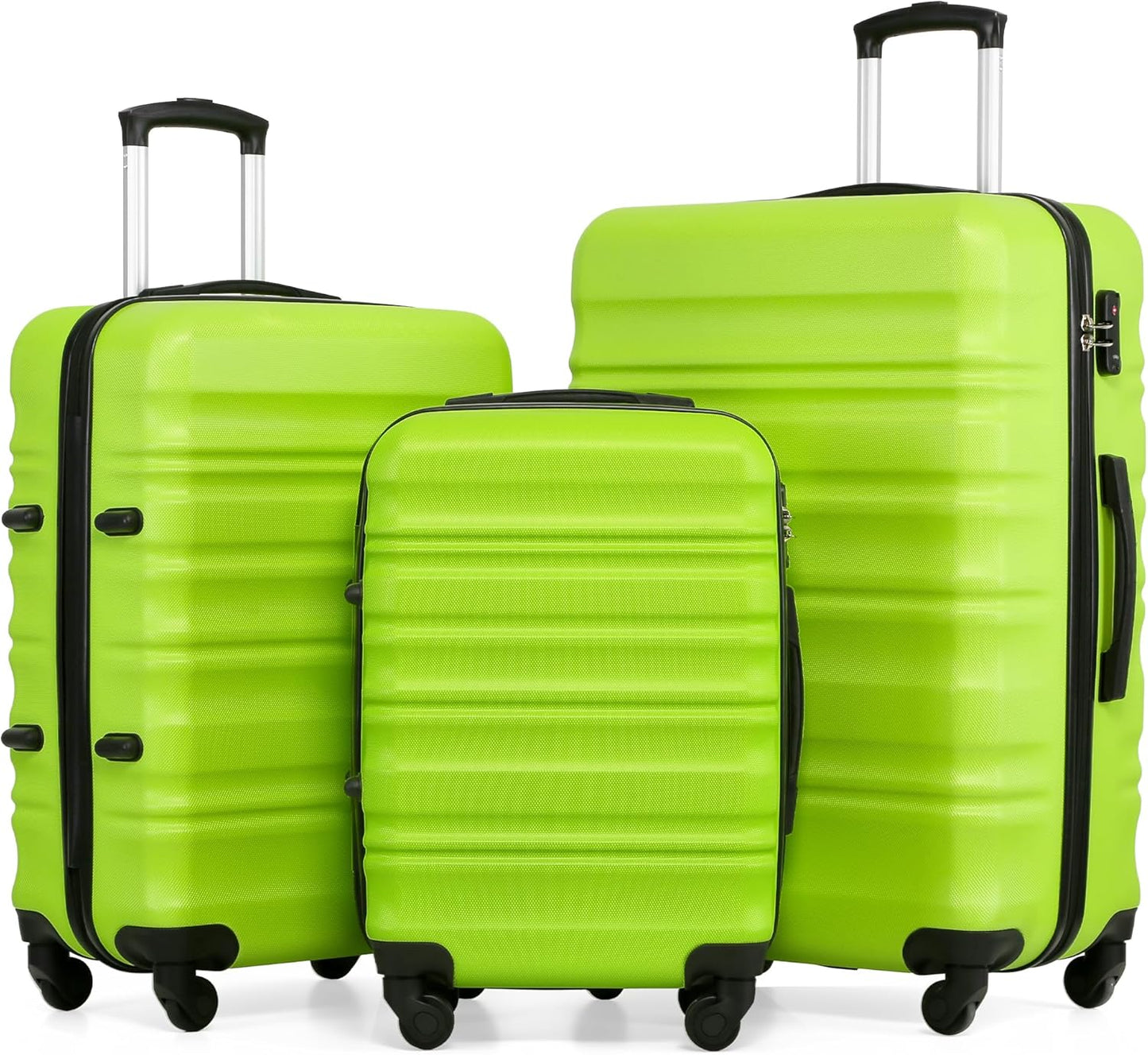 3-teiliges Hartschalenkoffer-Set mit TSA-Schloss, Koffer-Set Grün