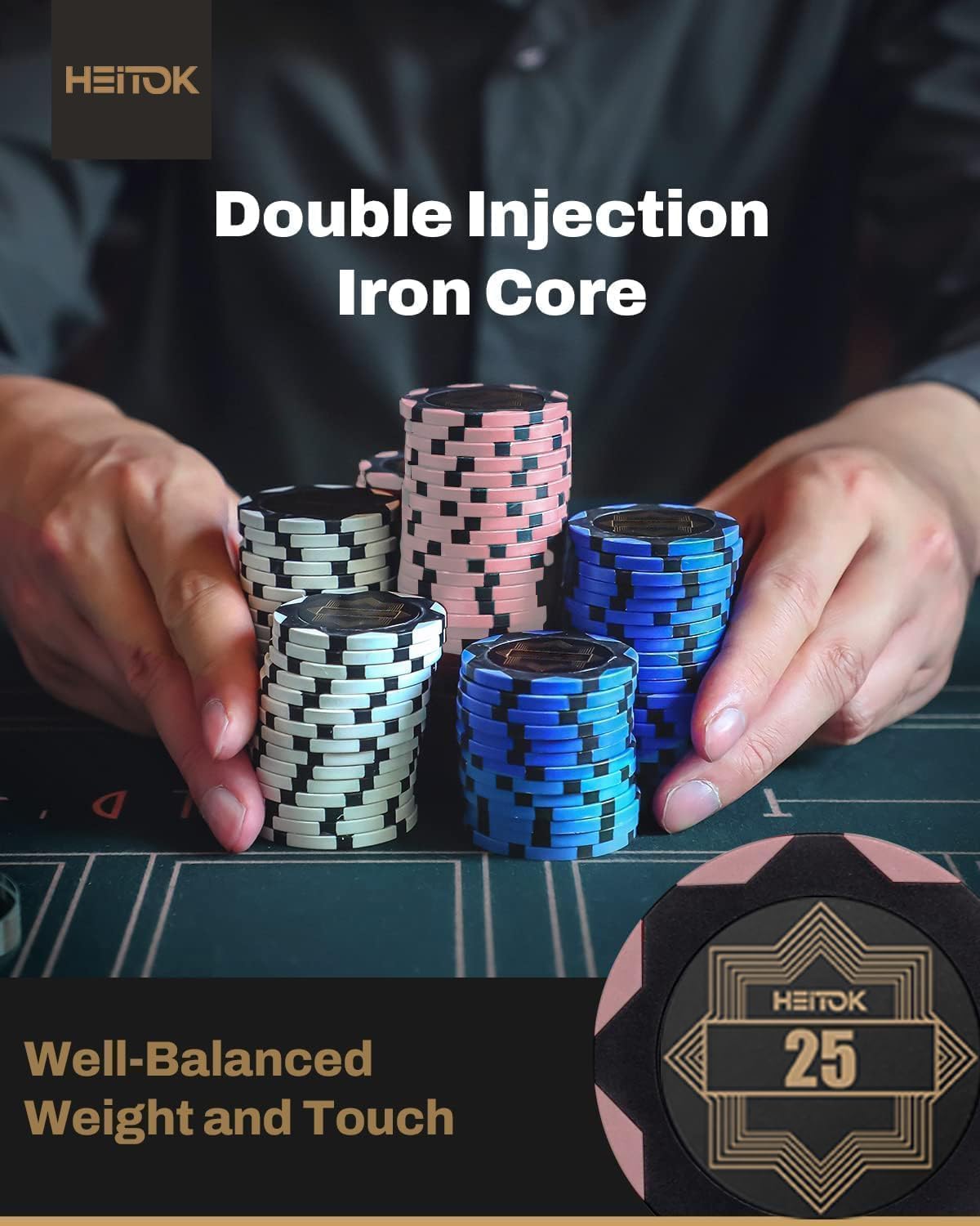 Pokerkoffer mit 300 Chips, 300 Chips mit Zahlen Alukoffer