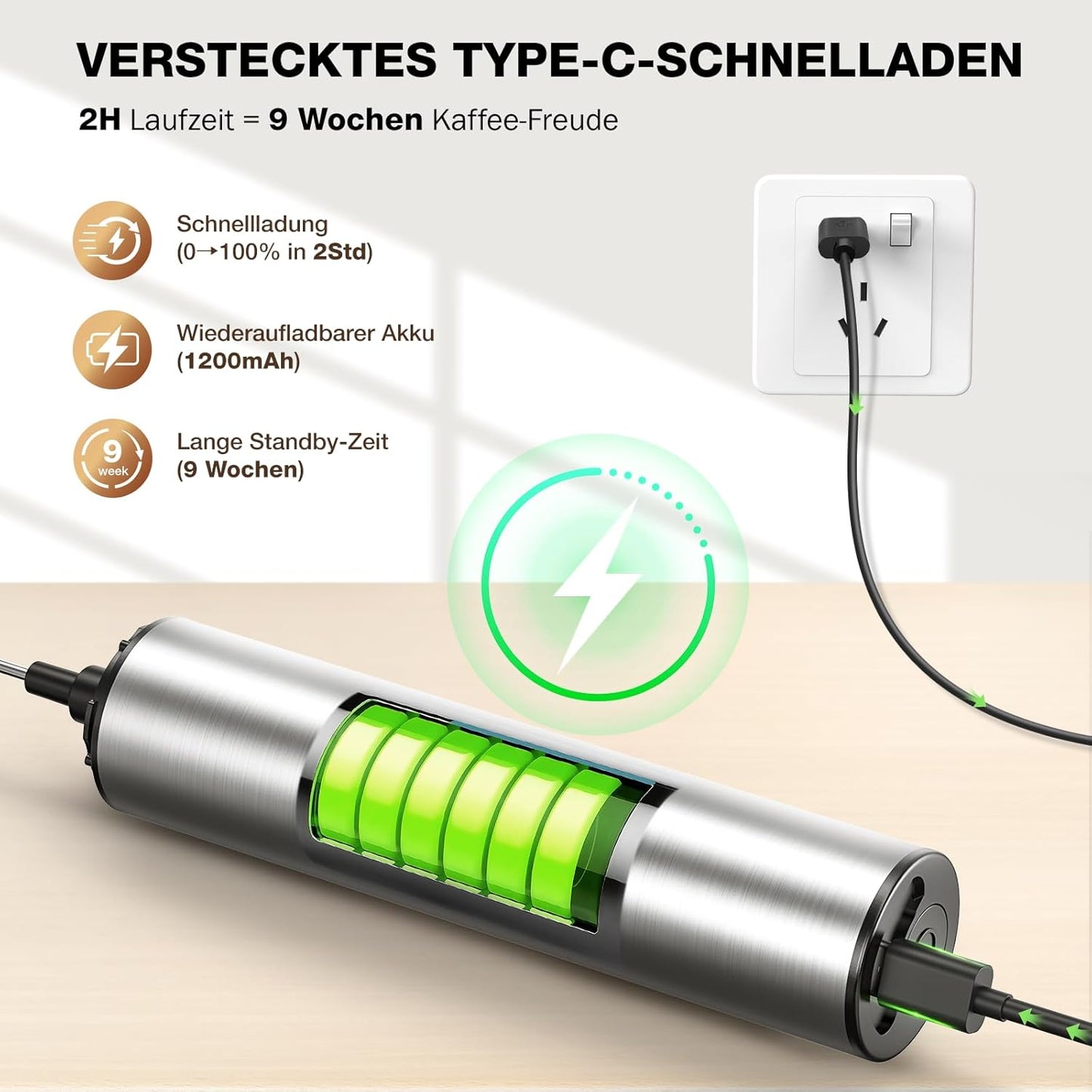 Elektrischer Milchschäumer Pro 3-in-1, Silber