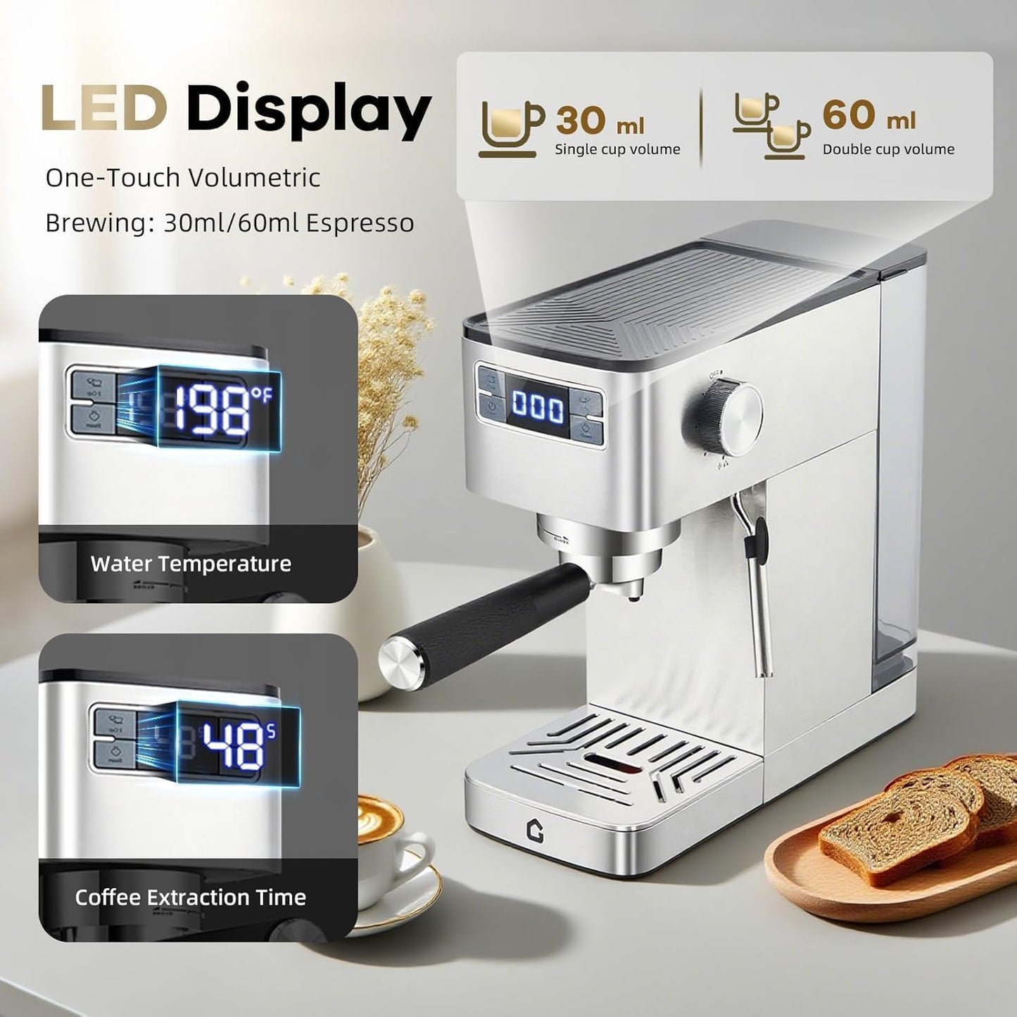 Espressomaschine, 20 Bar Druck 1,25L