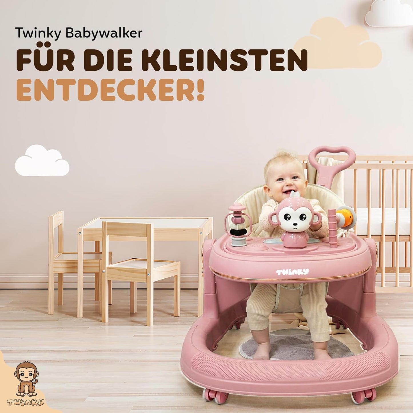 Lauflernwagen mit Spielset, pink and gold