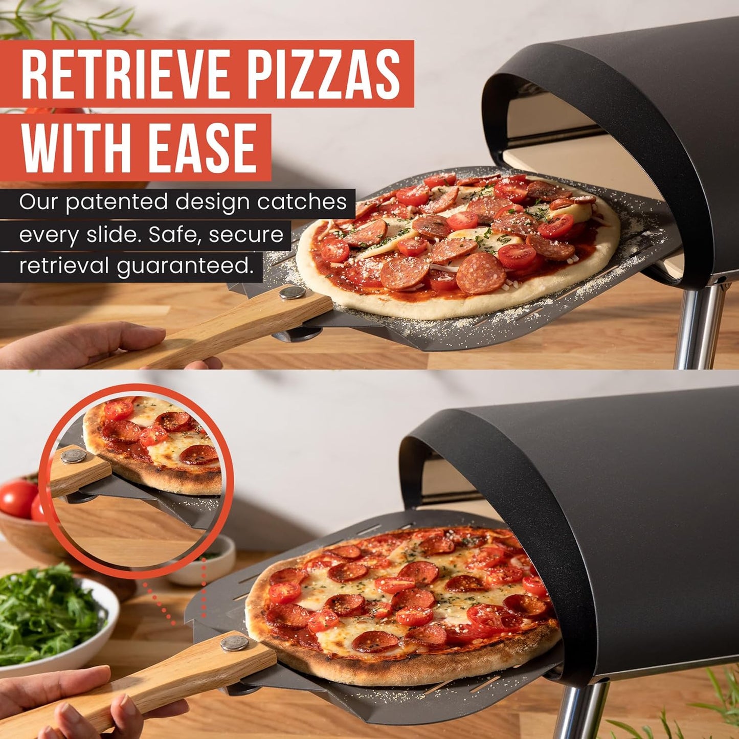 Pizzaschaufel mit faltbarem Griff, 35,6 x 40,6 cm