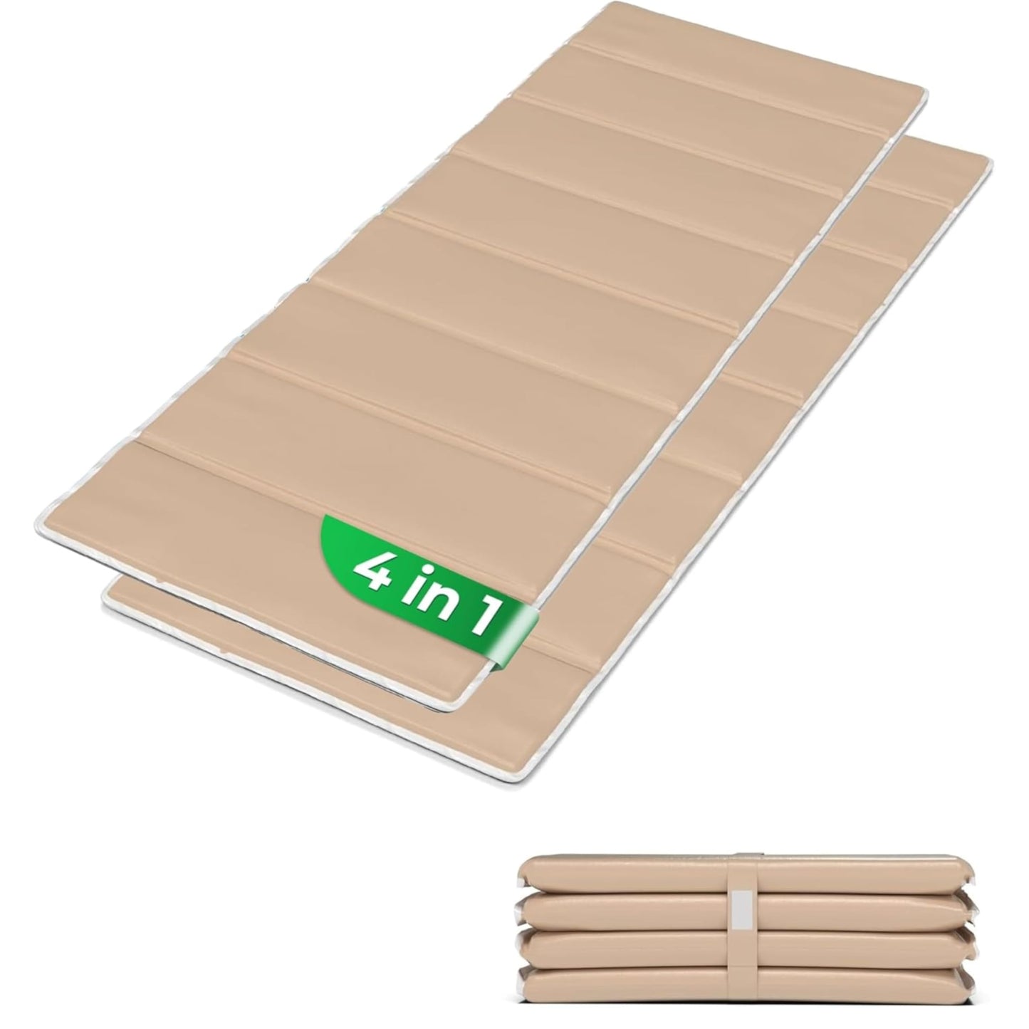 Faltbare 4-in-1 Strandmatte, Beige 2er Set