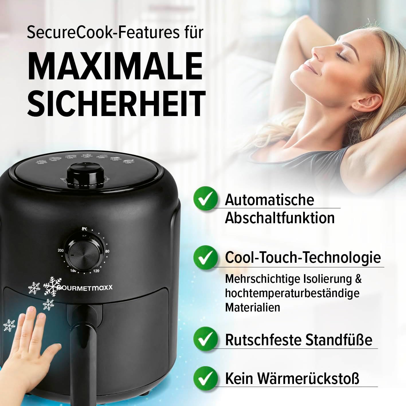 Heissluftfritteuse, Schwarz / 2,3 Liter