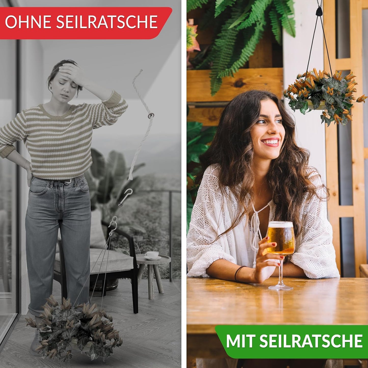 Seilratschen-Set mit Haken, 4 Stück