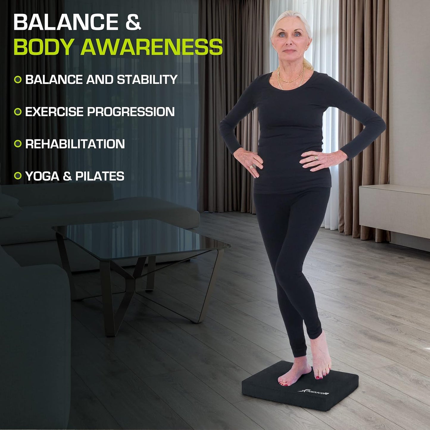 Balance Pad für Fitness & Stabilitätstraining, Black - L - (15.5 x 12.75)