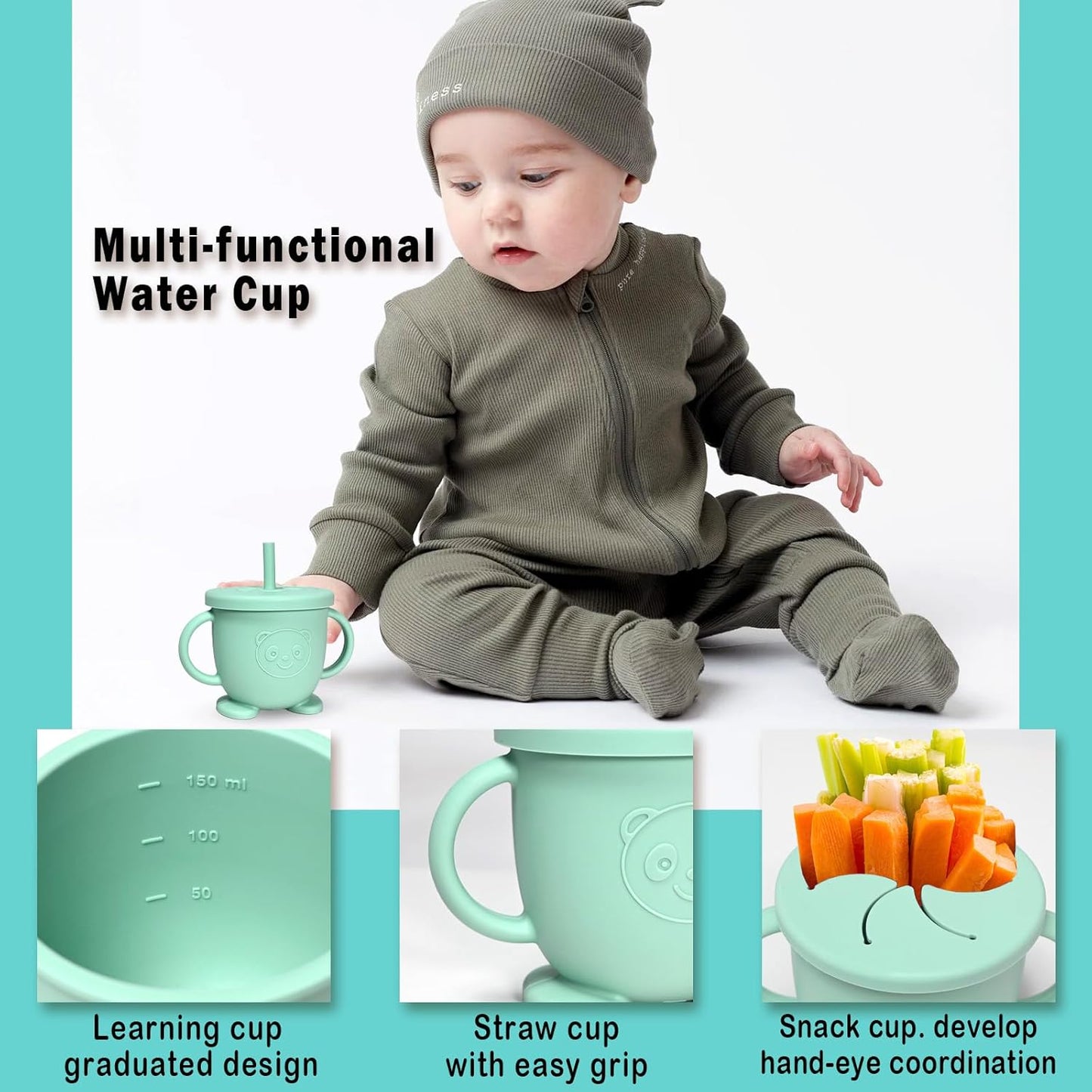 Baby-Geschirrset mit Saugnapf, Grün