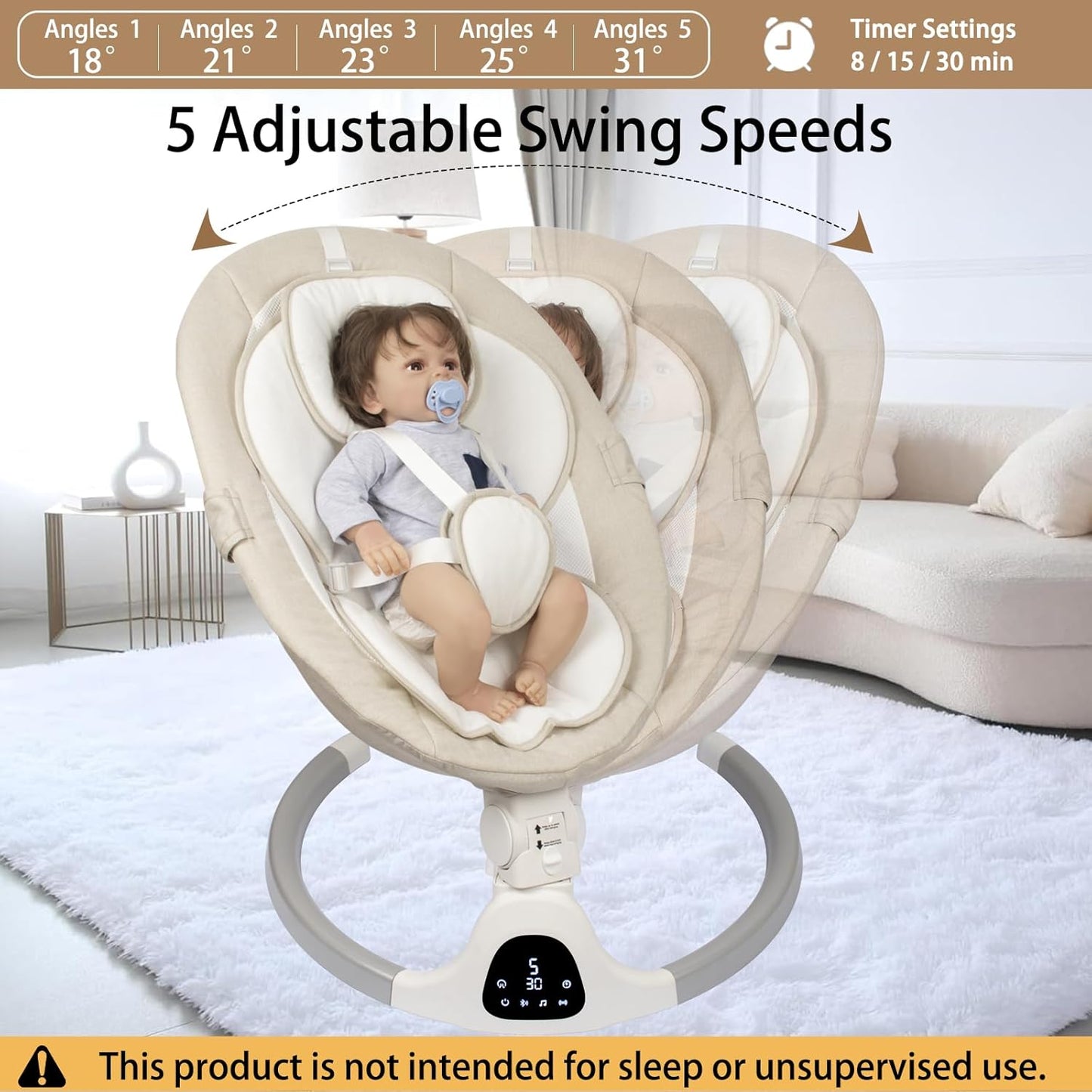 Elektrische Babywippe, Elfenbeinweiss
