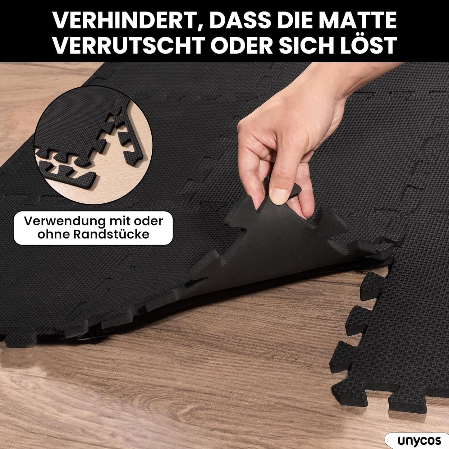 Bodenschutzmatte Puzzlematte Set (12/20/28 Teile), #05 Schwarz 30 x 30 x 1 cm
