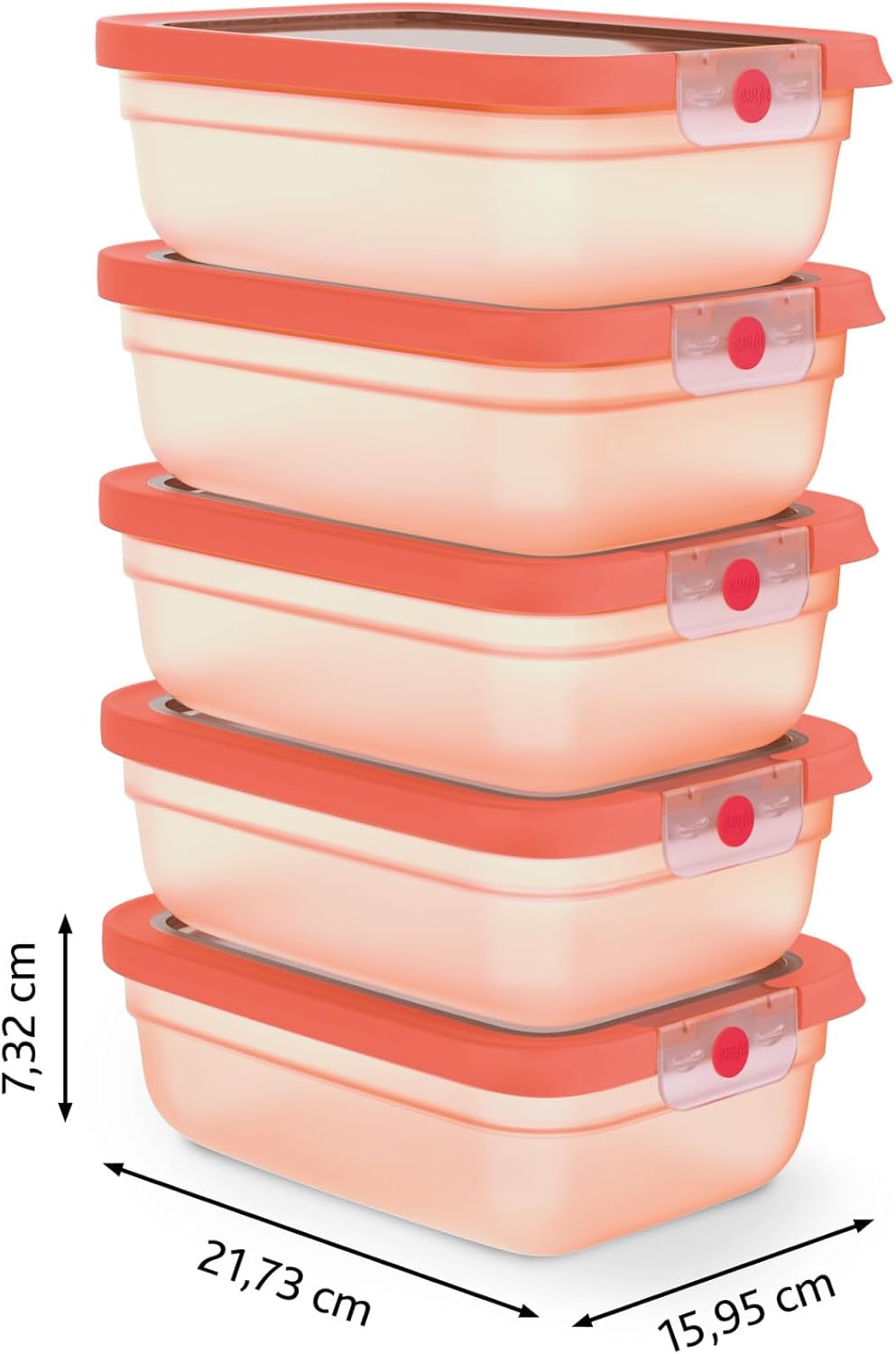 oneClick Frischhaltedosen, Set 5 (1,2L) Orange