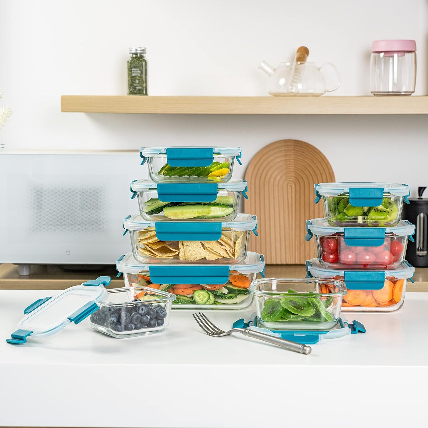 9-teilige Frischhaltedosen-Set, Türkis