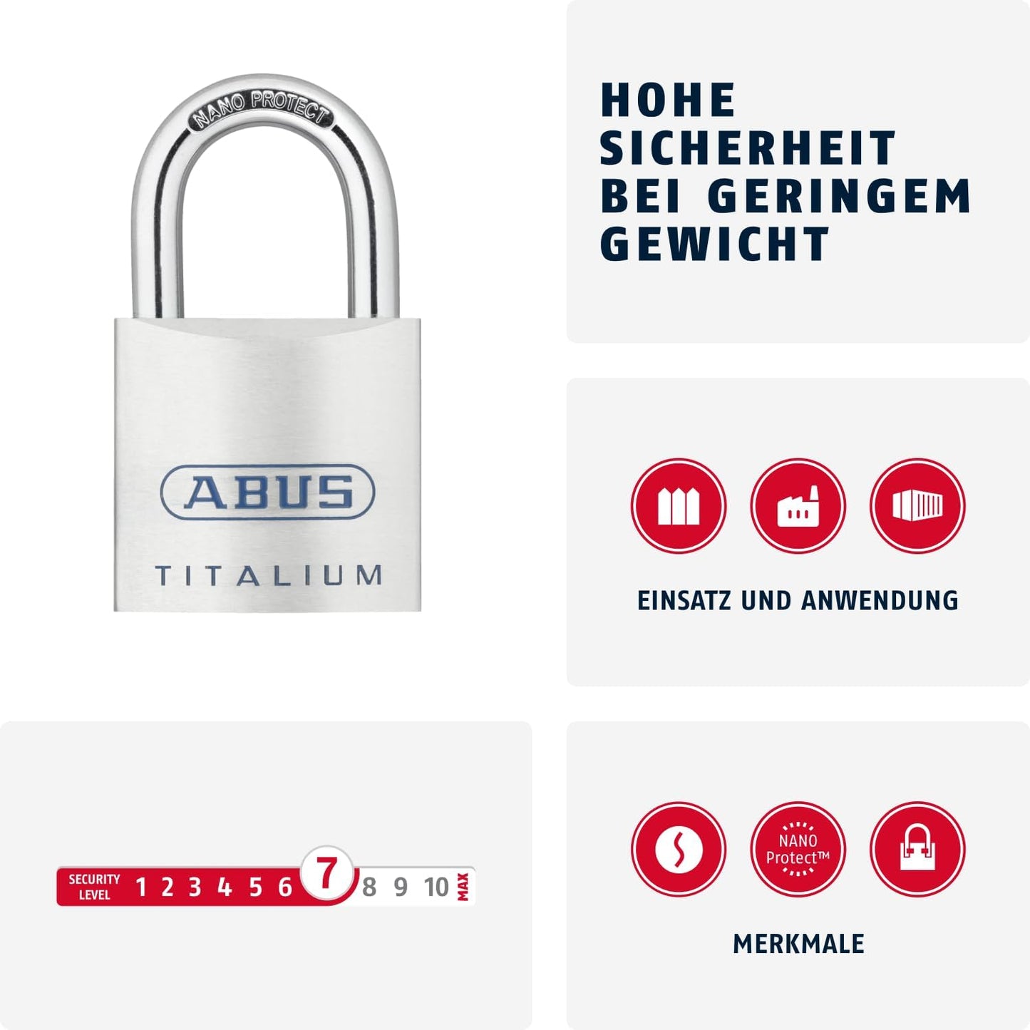 Vorhängeschloss 80TI/45 Silber Aluminium, 45mm verschiedenschliessend Single