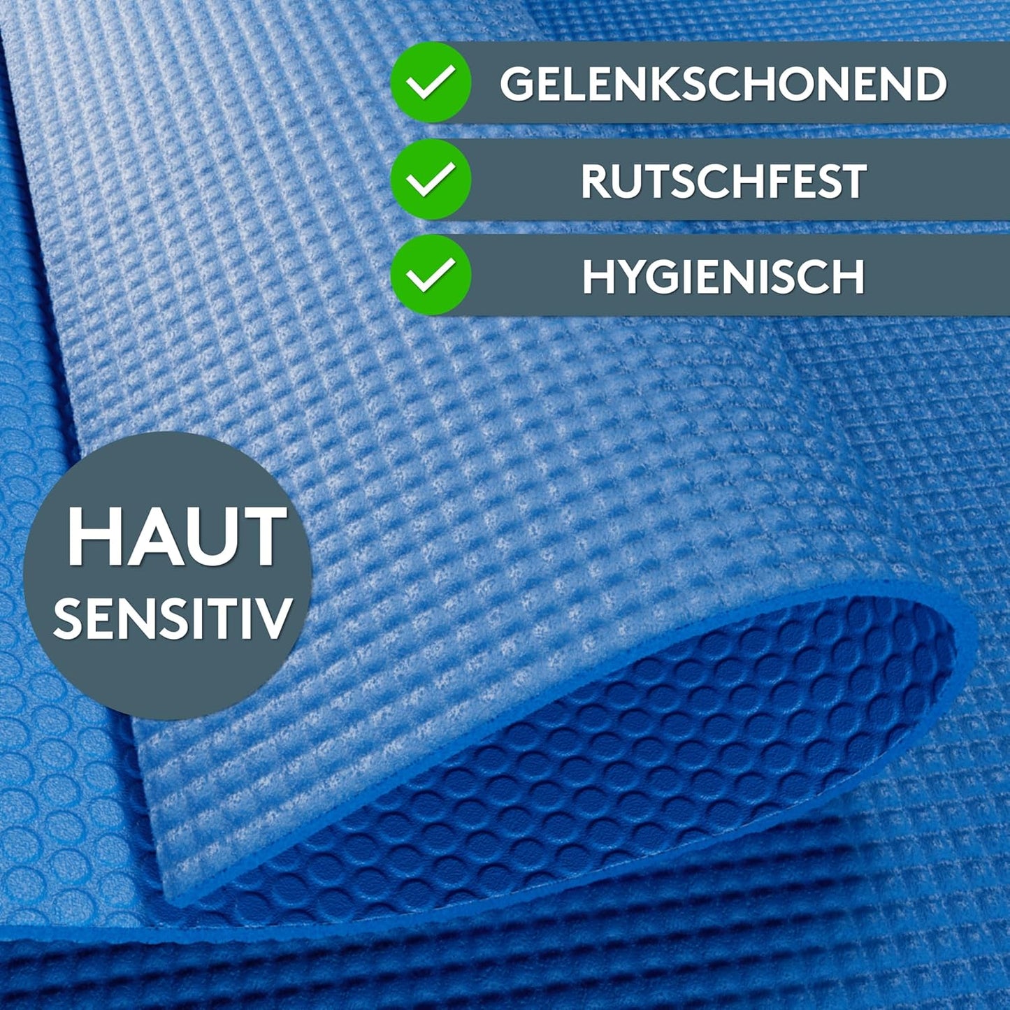 Yogamatte mit Tragegurt, 60 x 180 cm Blau