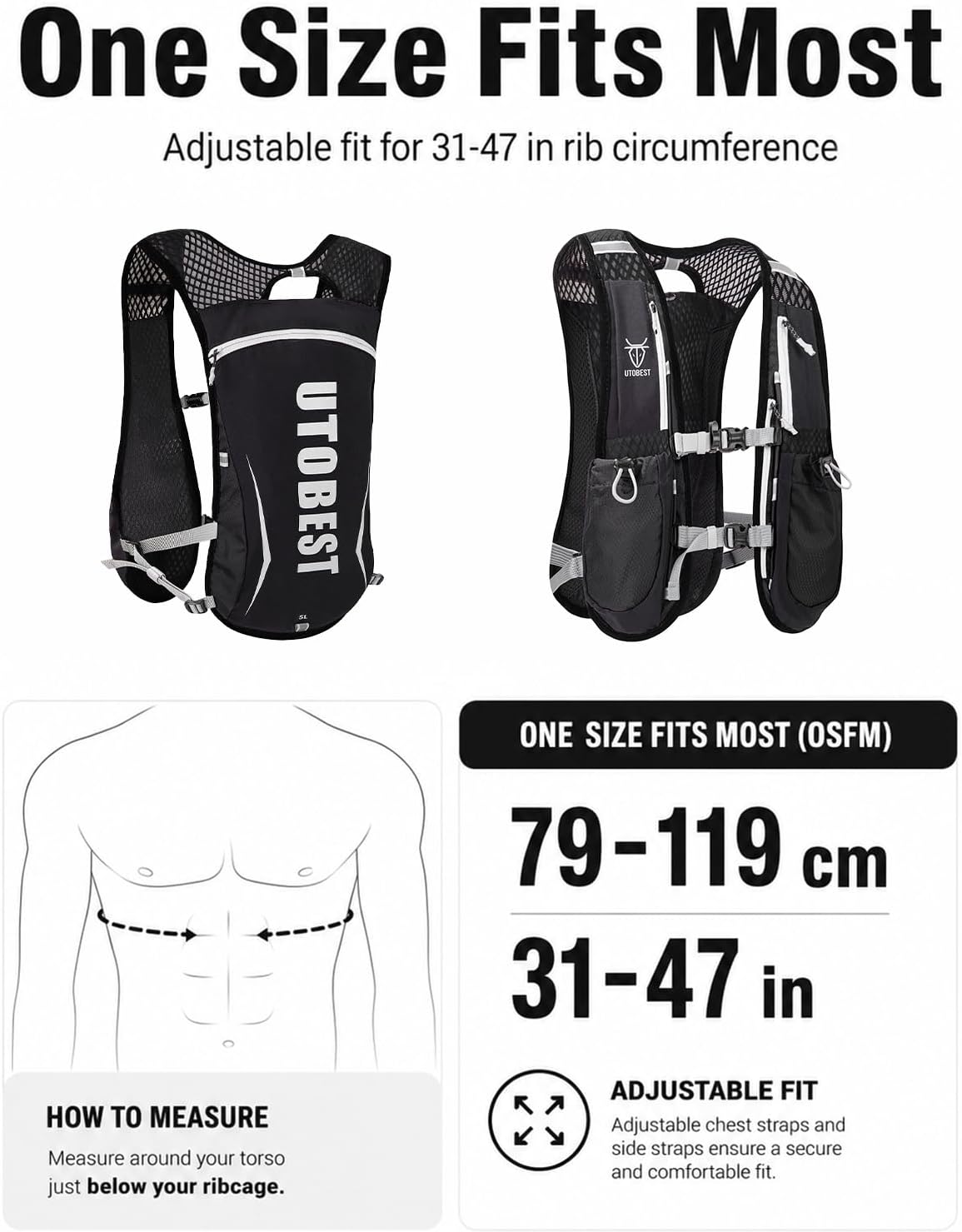 Trinkrucksack Laufrucksack 5L für Sport und Marathon, Grau